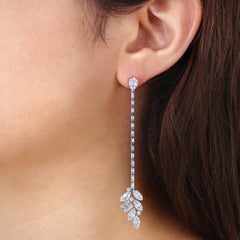 86 Round Baguette Diamonds 18K White Gold Earrings