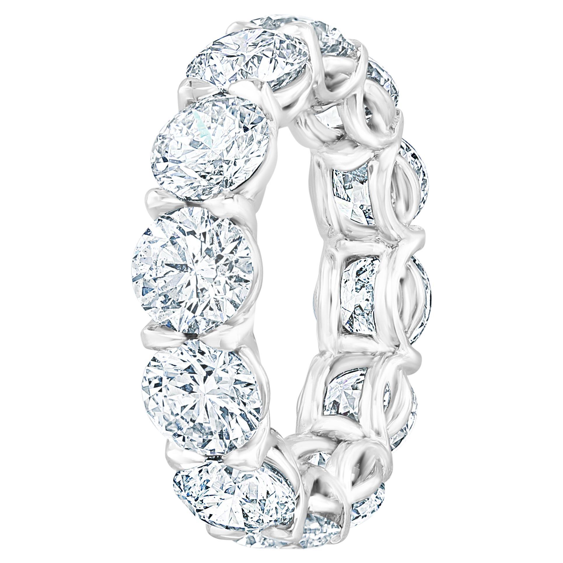 Anneau d'éternité en diamants ronds et brillants de 8,60 carats, 70 carats chacun