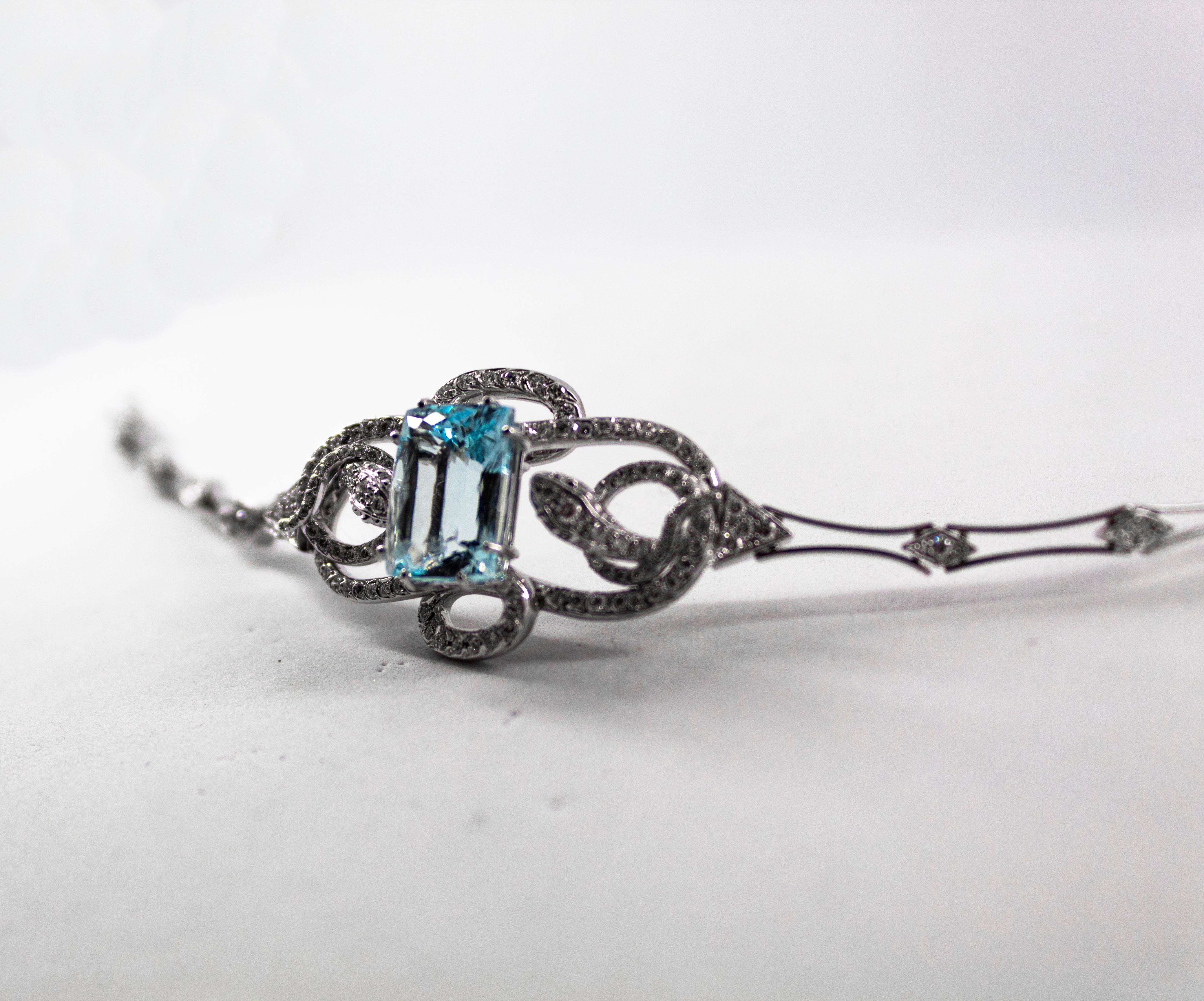 8.60 Carat Aquamarine 1.25 Carat White Diamond White Gold 