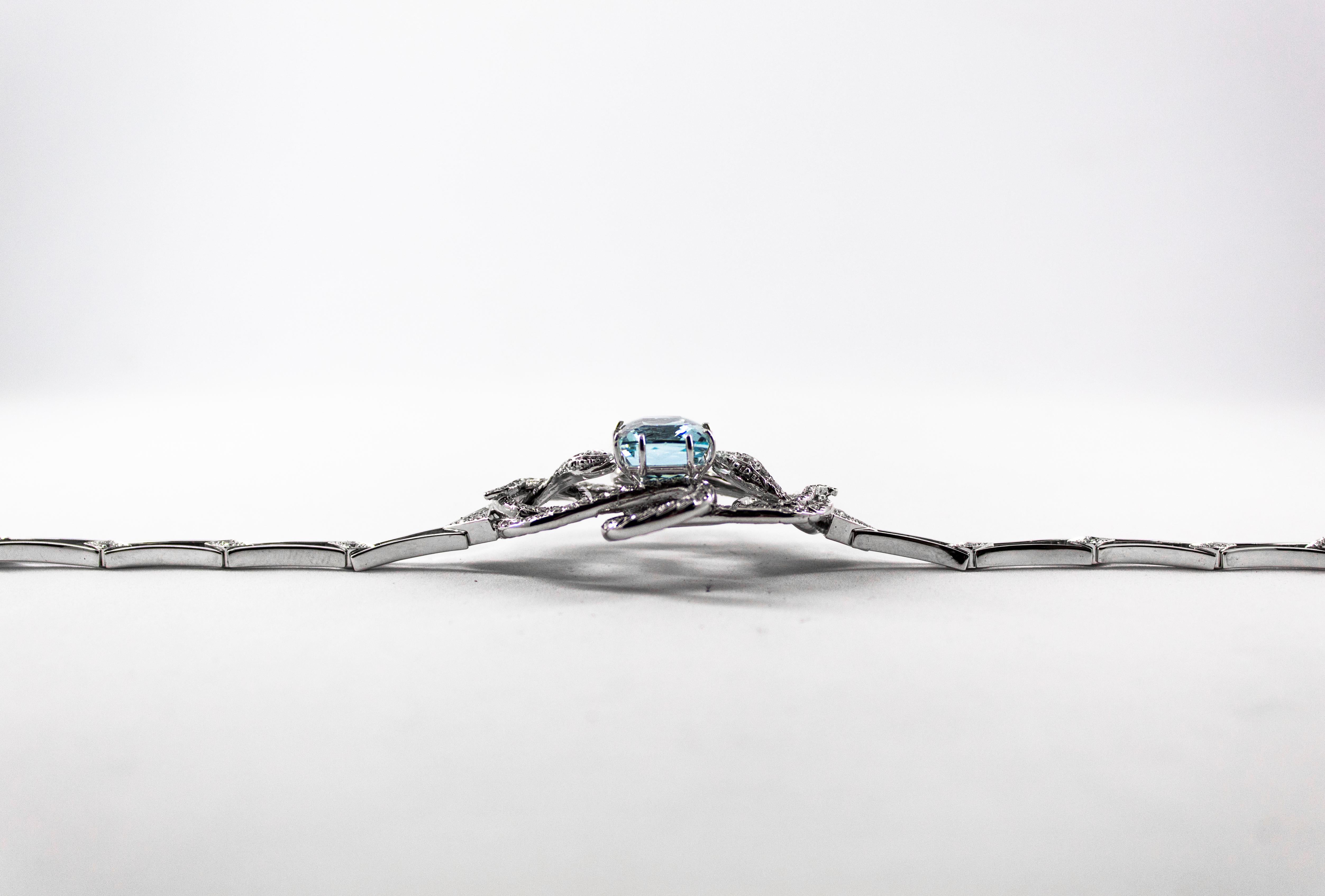 8,60 Karat Aquamarin 1,25 Karat Weißer Diamant Weißgold 