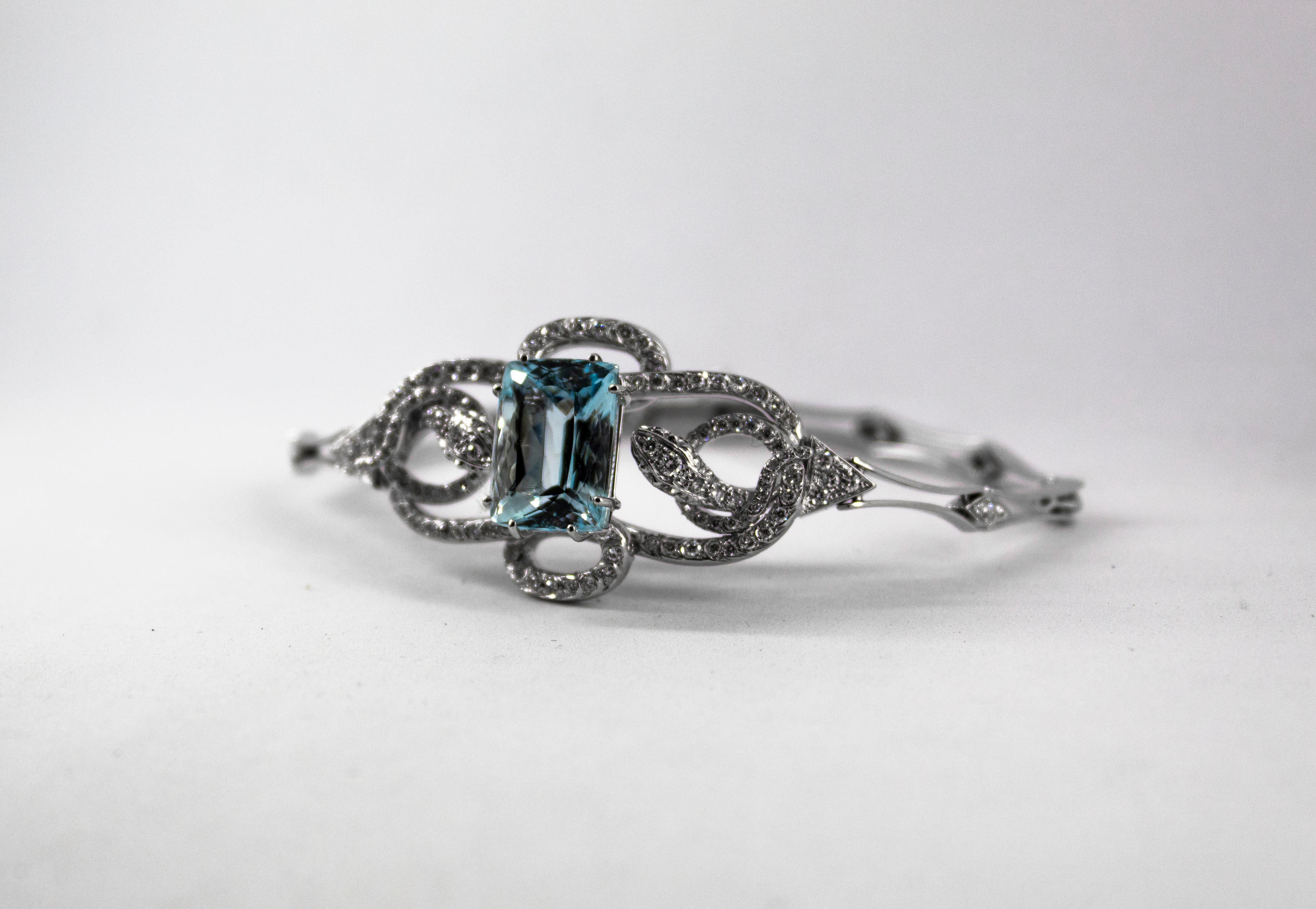 8,60 Karat Aquamarin 1,25 Karat Weißer Diamant Weißgold 