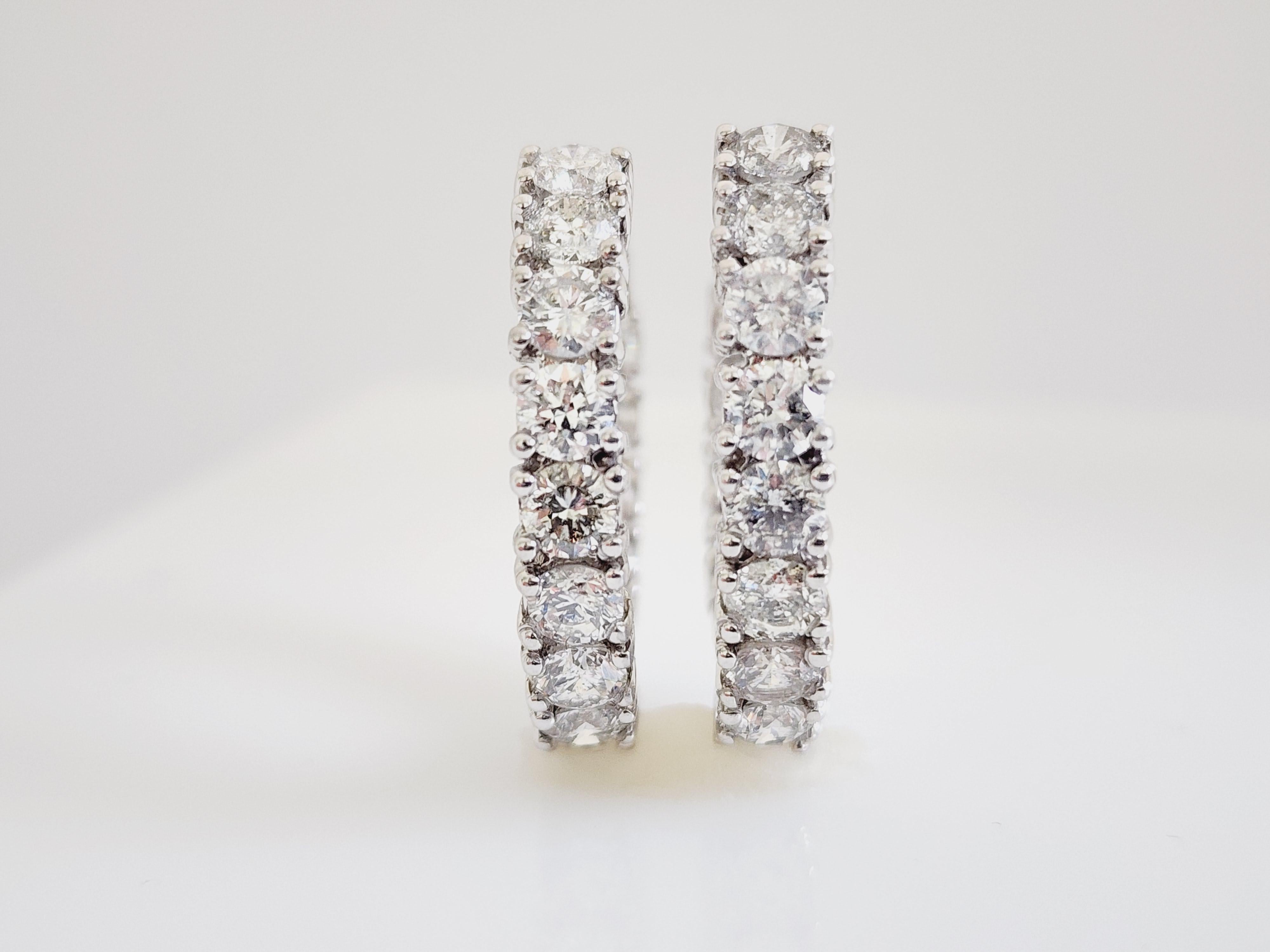 8.62 Carat Natural Diamond Oval Hoops Earrings 14 Karat White Gold For Sale 6
