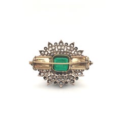 8.60 Carat Emerald And Diamond Brooch