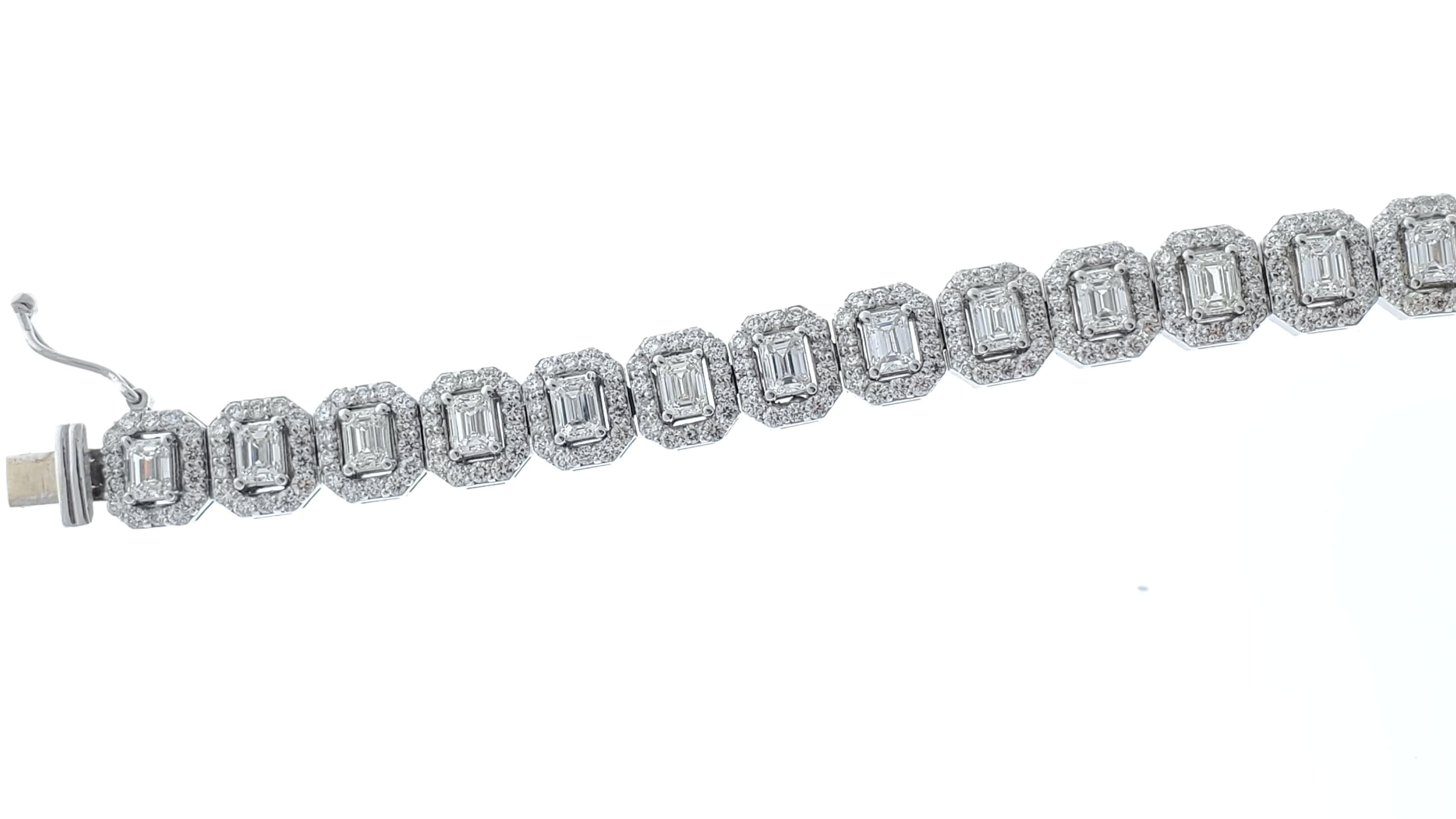 Glamorous and prestigious, this custom made tennis bracelet will leave a long-lasting impression of style that is right on-trend. Designed in brightly polished 14 karat white gold, this gorgeous diamond tennis bracelet features a total of 390