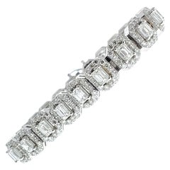 8.60 Carat Emerald Diamond Bracelet in 14 Karat White Gold