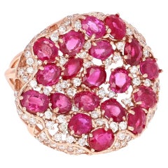 8.60 Carat GIA Certified Ruby and Diamond 14 Karat Rose Gold Cocktail Ring