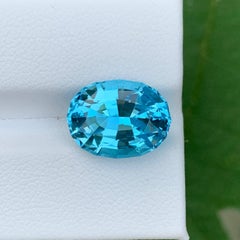8.60 Carat Natural Loose Neon Blue Topaz Stone Oval Cut Madagascar's Gemstone