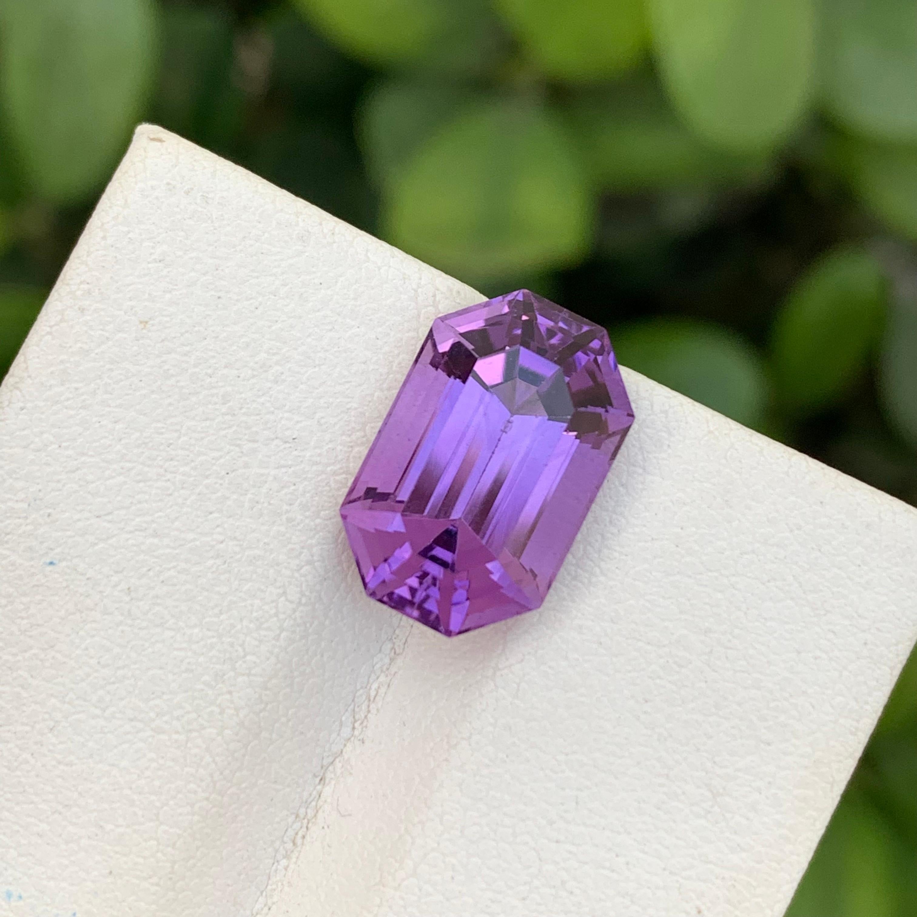 Emerald Cut 8.60 Carat Natural Loose Purple Amethyst from Brazil For Sale