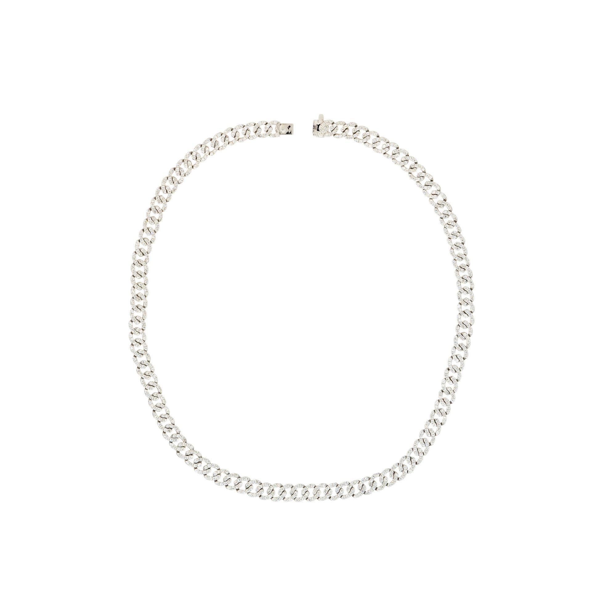 Round Cut 8.60 Carat Pave Diamond Link Necklace 18 Karat in Stock