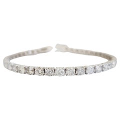 8.60 Carat Round Brilliant Natural Diamond Tennis Bracelet 14 Karat White Gold