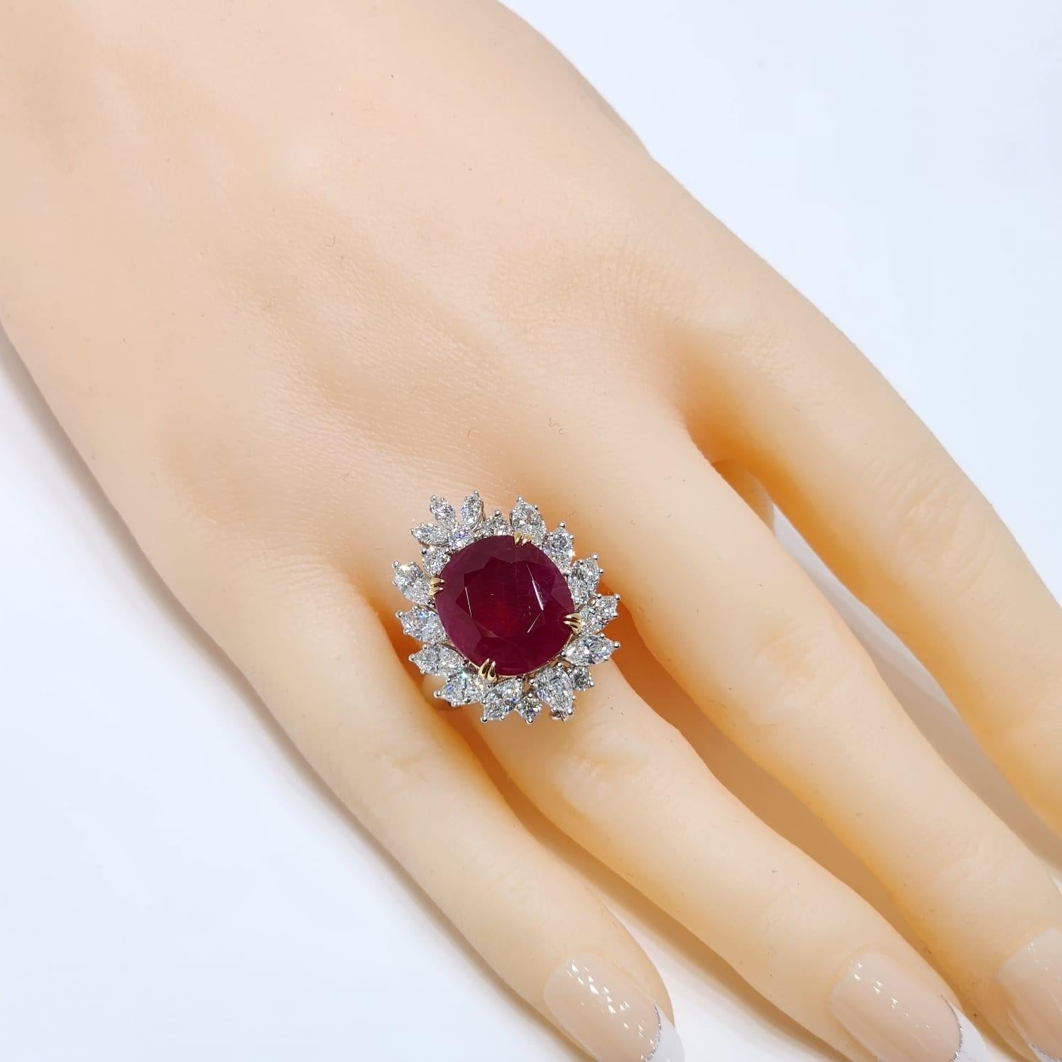 8.61 Carat Burma Ruby Diamond Necklace in 18 Karat White Gold For Sale 7