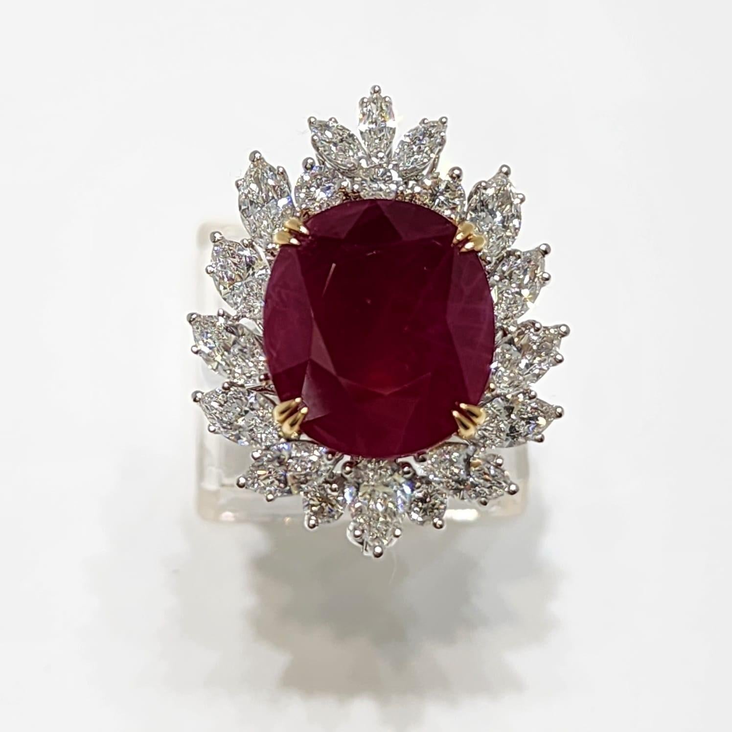 8.61 Carat Burma Ruby Diamond Necklace in 18 Karat White Gold For Sale 8