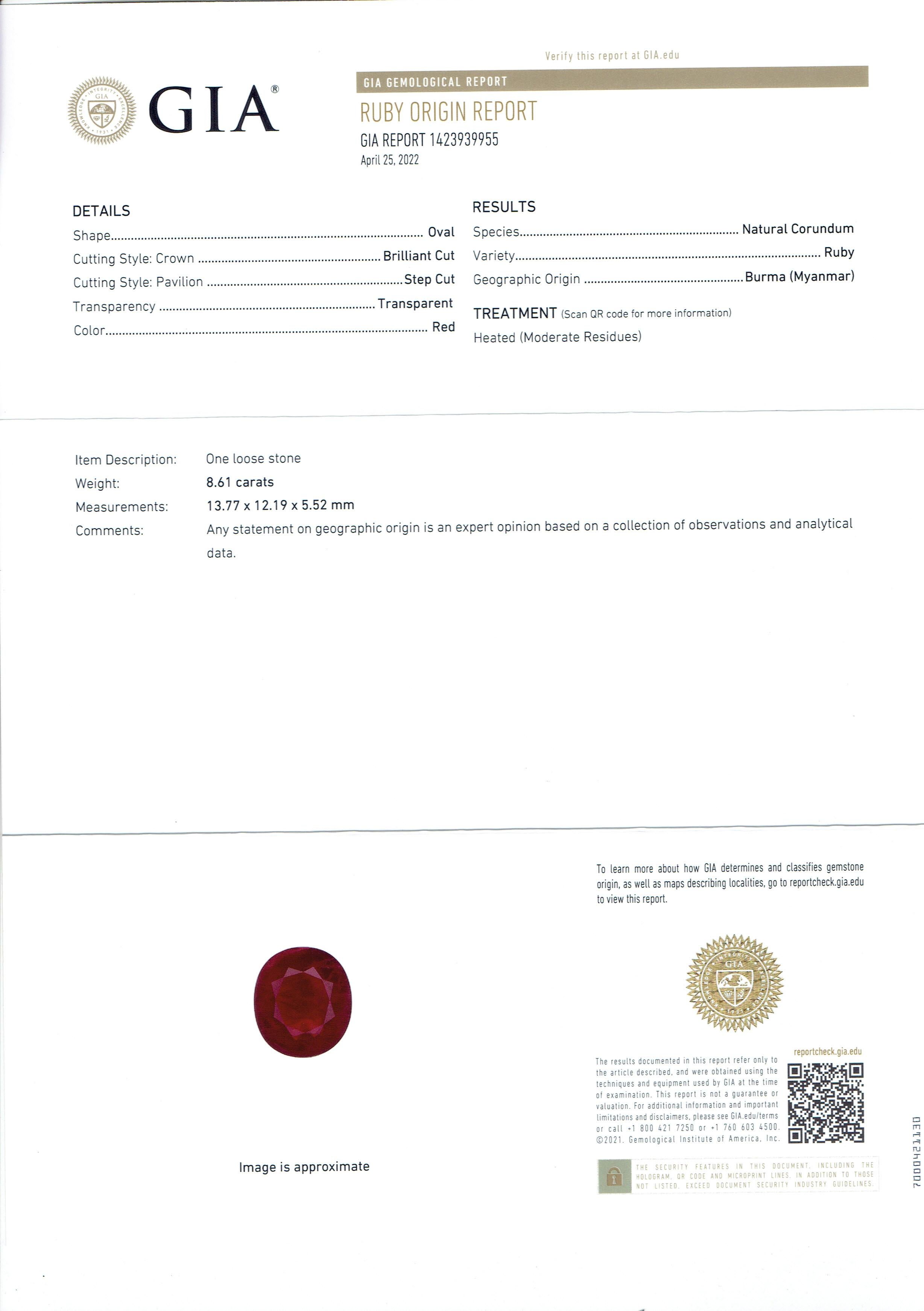 8.61 Carat Burma Ruby Diamond Necklace in 18 Karat White Gold For Sale 9