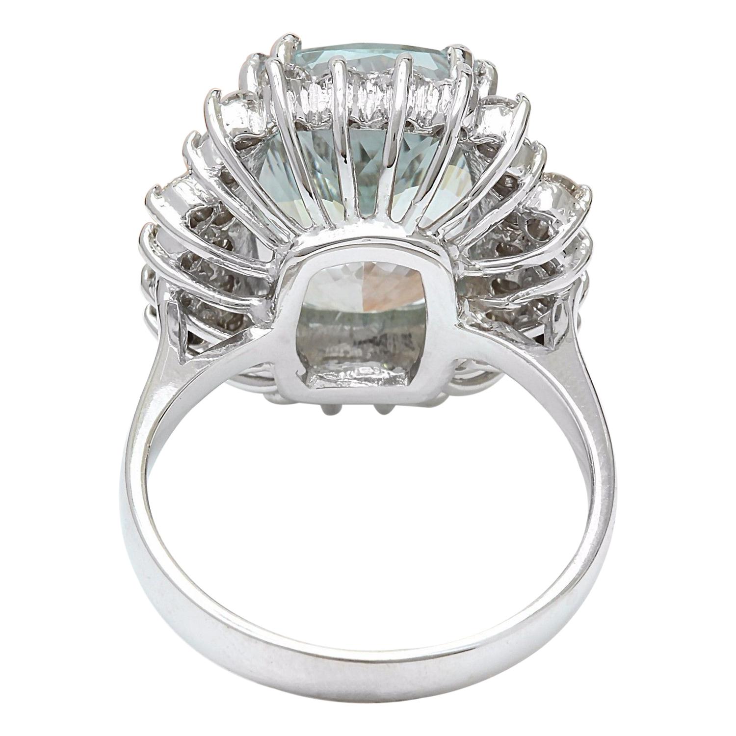 Modern Aquamarine Diamond Ring In 14 Karat Solid White Gold  For Sale