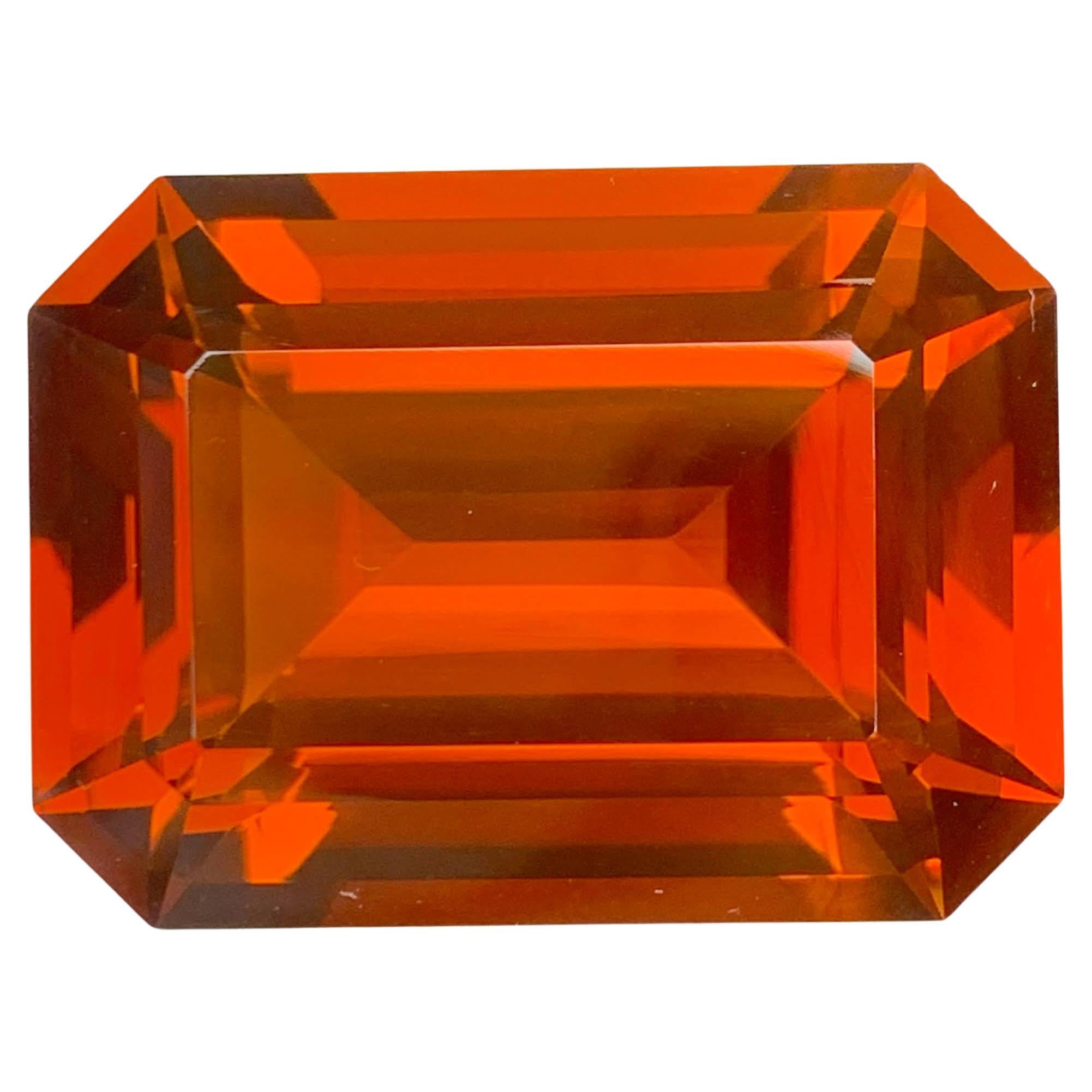 86.10 Carat Natural Loose Orange Fire Citrine Emerald Cut Brazilian Gemstone