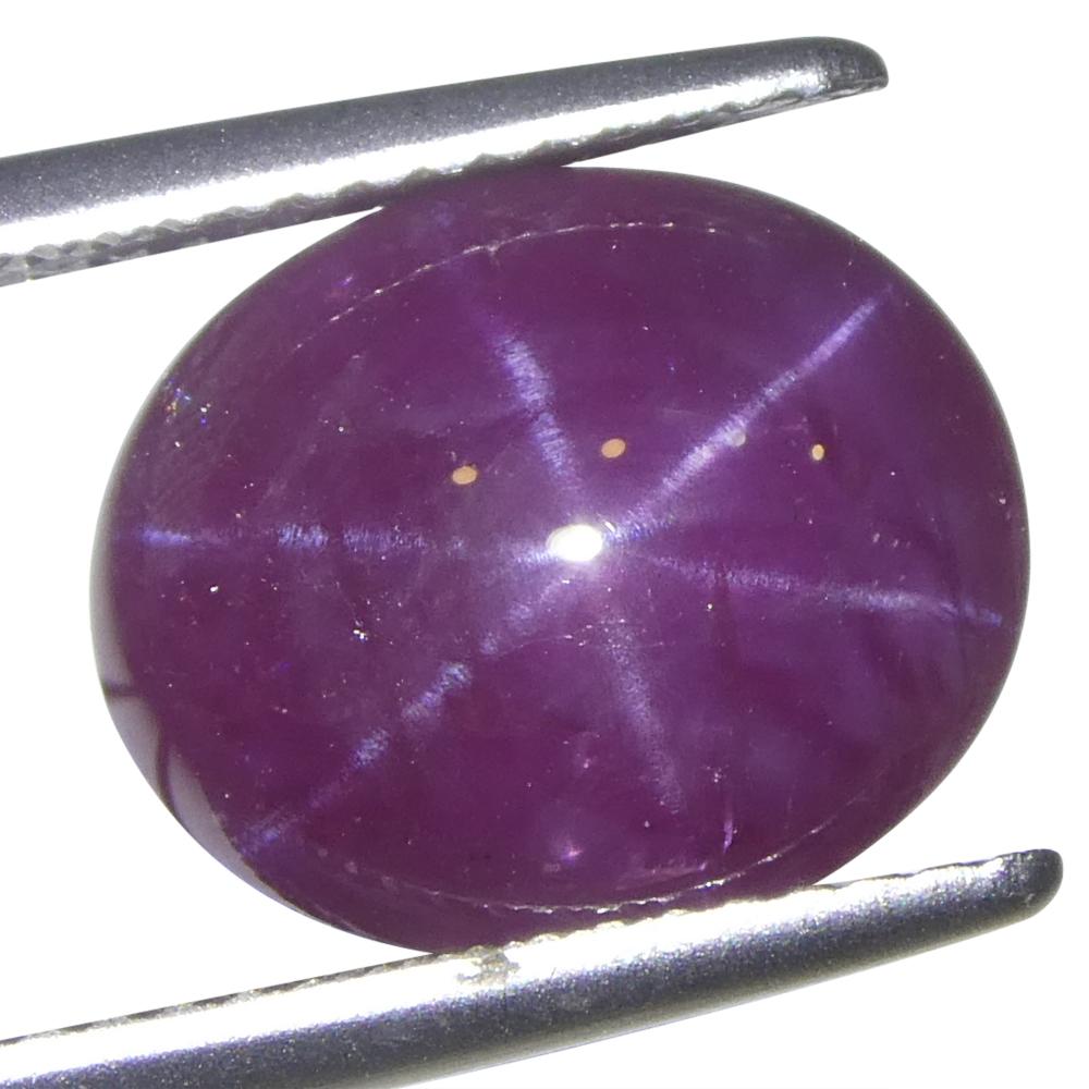 Women's or Men's 8.61ct Oval Cabochon Purplish Red Star Ruby from Vietnam For Sale