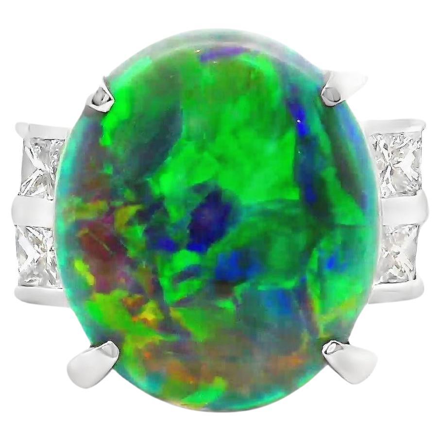 8.62 Carat Australian Opal Diamond Platinum Ring