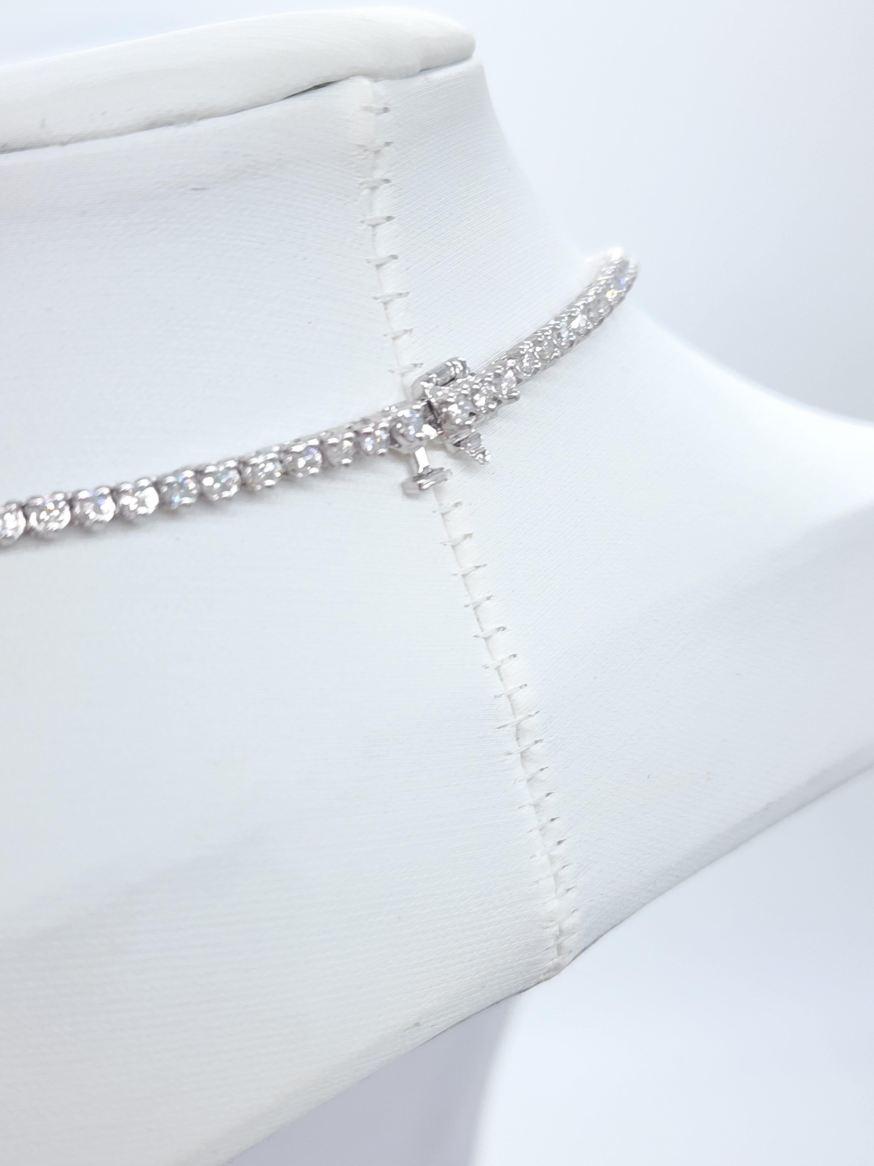 8.62 Carat Natural Diamond Riviera Tennis Necklace 14 Karat White Gold 16'' 1