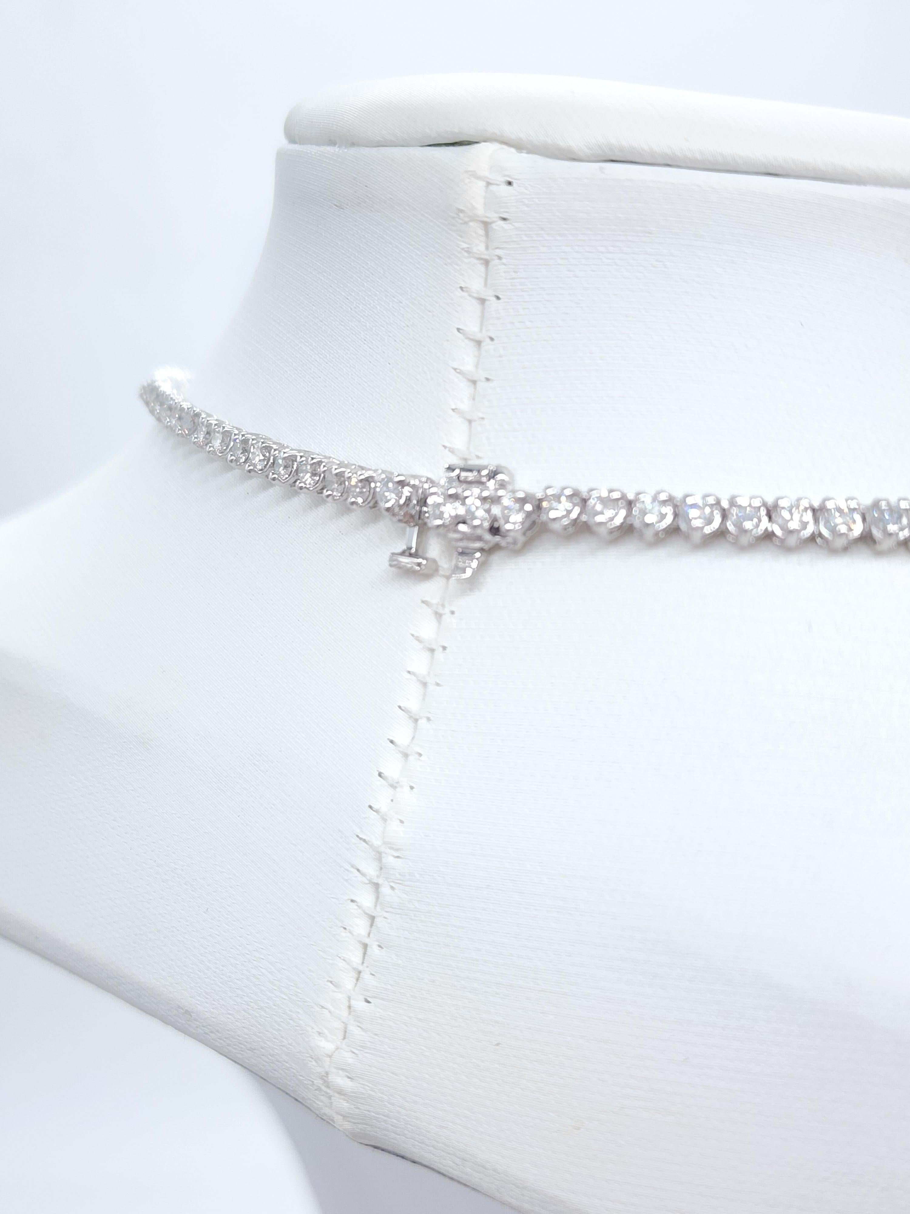 8.62 Carat Natural Diamond Riviera Tennis Necklace 14 Karat White Gold 16'' 2