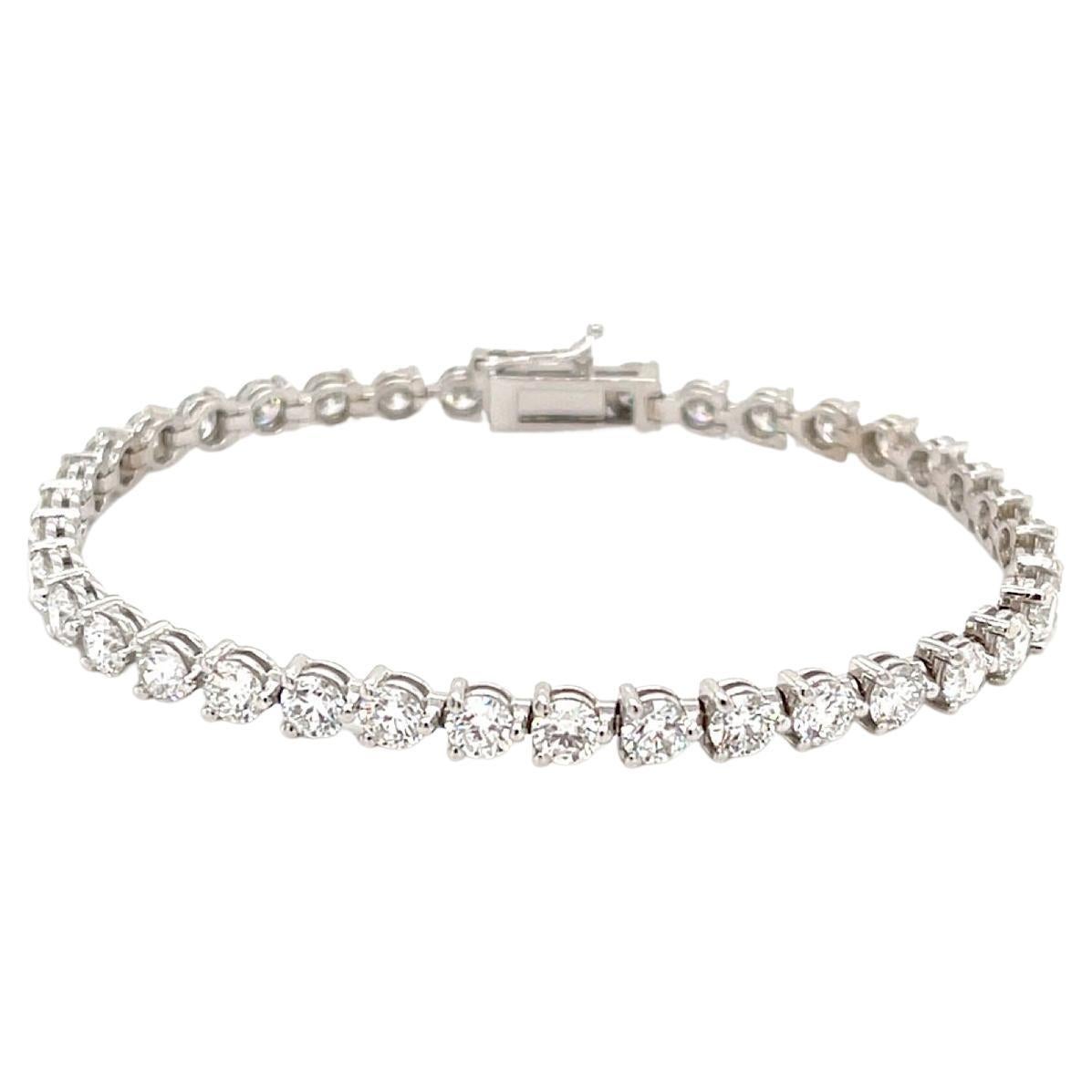 Bracelet tennis en or blanc 14 carats avec diamants de 8,62 carats  en vente