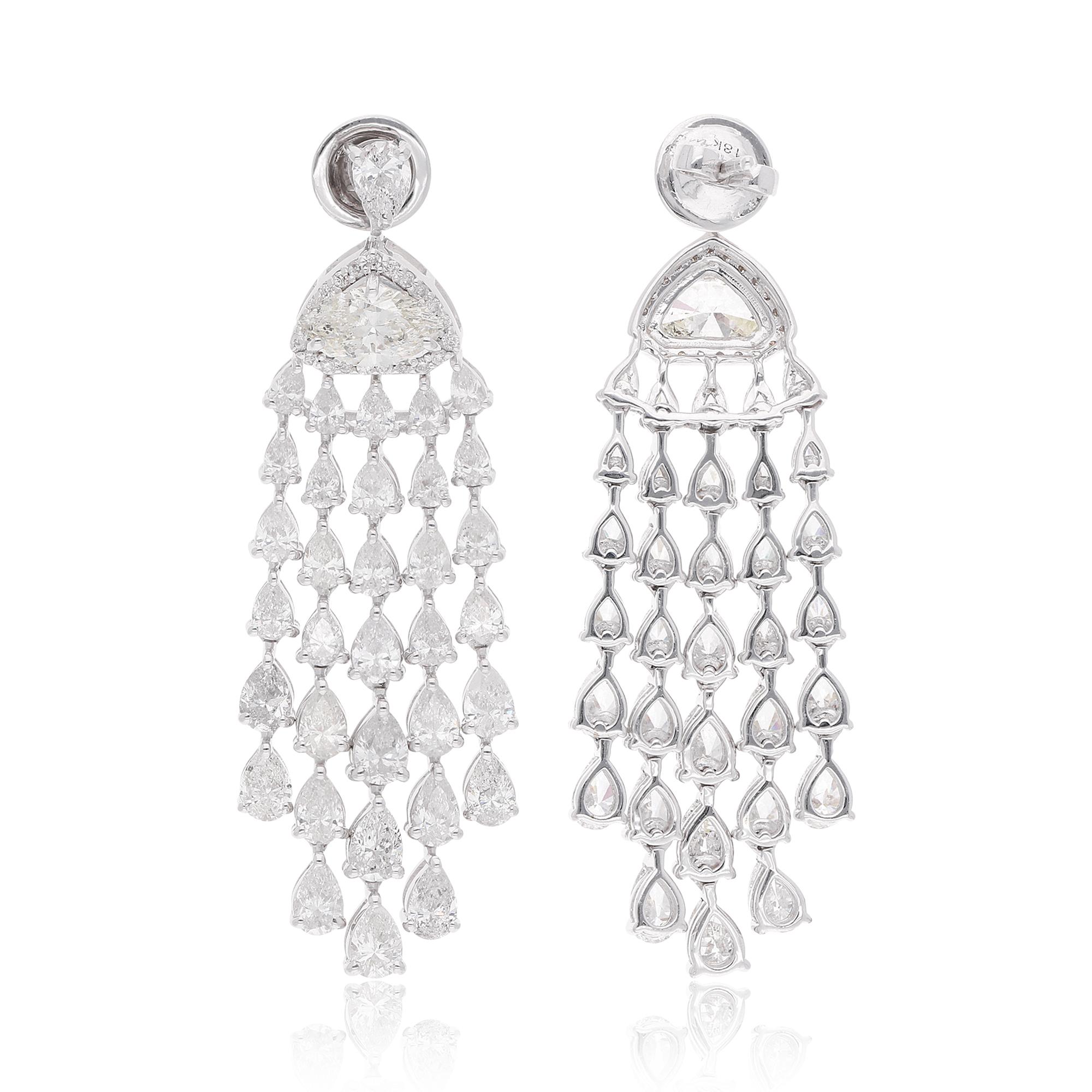 Questi orecchini a lampadario con diamanti da 8,62 ct. I diamanti autentici sono una promessa di perfezione e purezza. Questi orecchini sono incastonati in oro bianco massiccio 18k. Puoi scegliere questi orecchini in oro 10k/14k/18k, oro rosa/oro