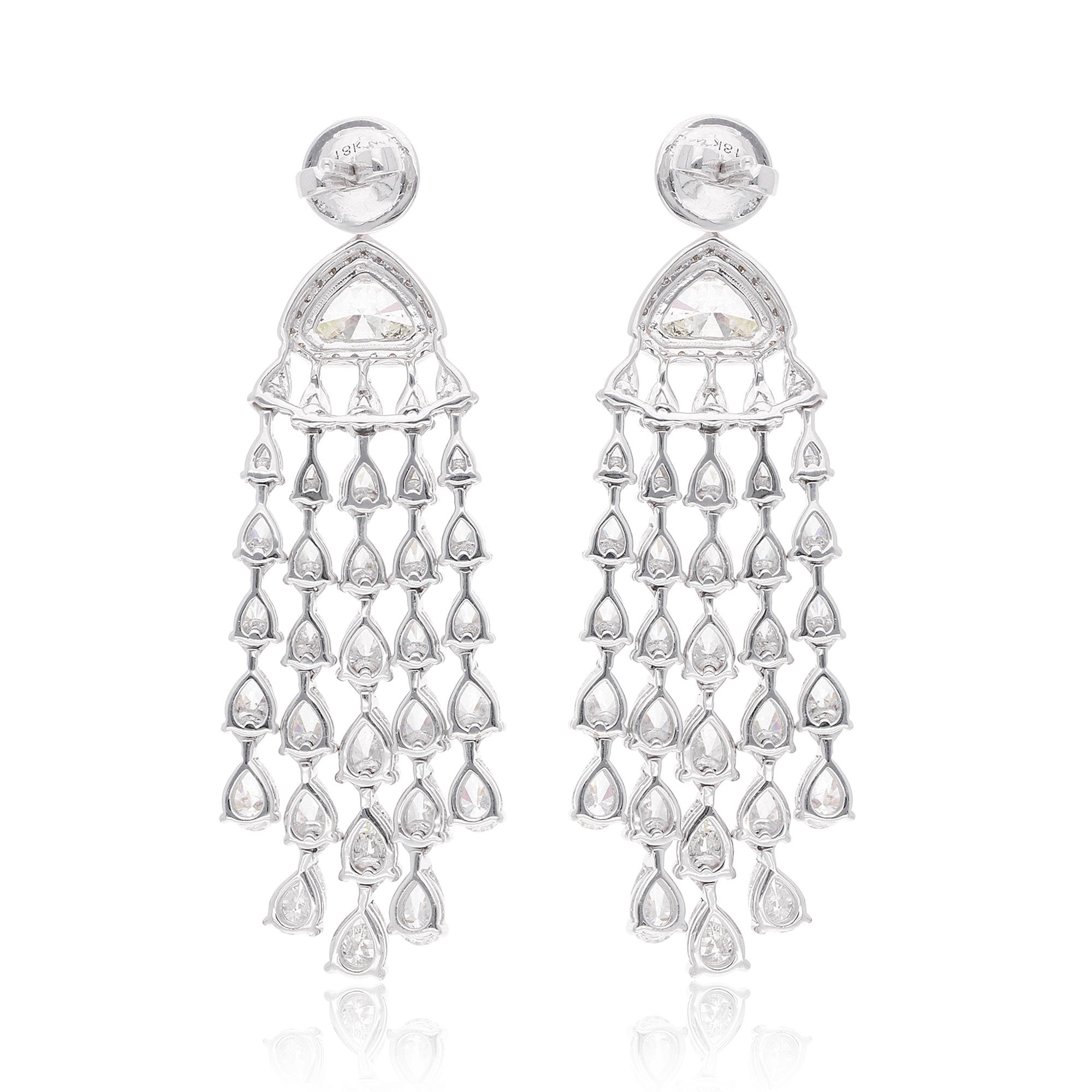 Taglio a goccia 8,62 Carati SI/H Pear Marquise Diamond Chandelier Earrings Oro bianco 18 carati in vendita