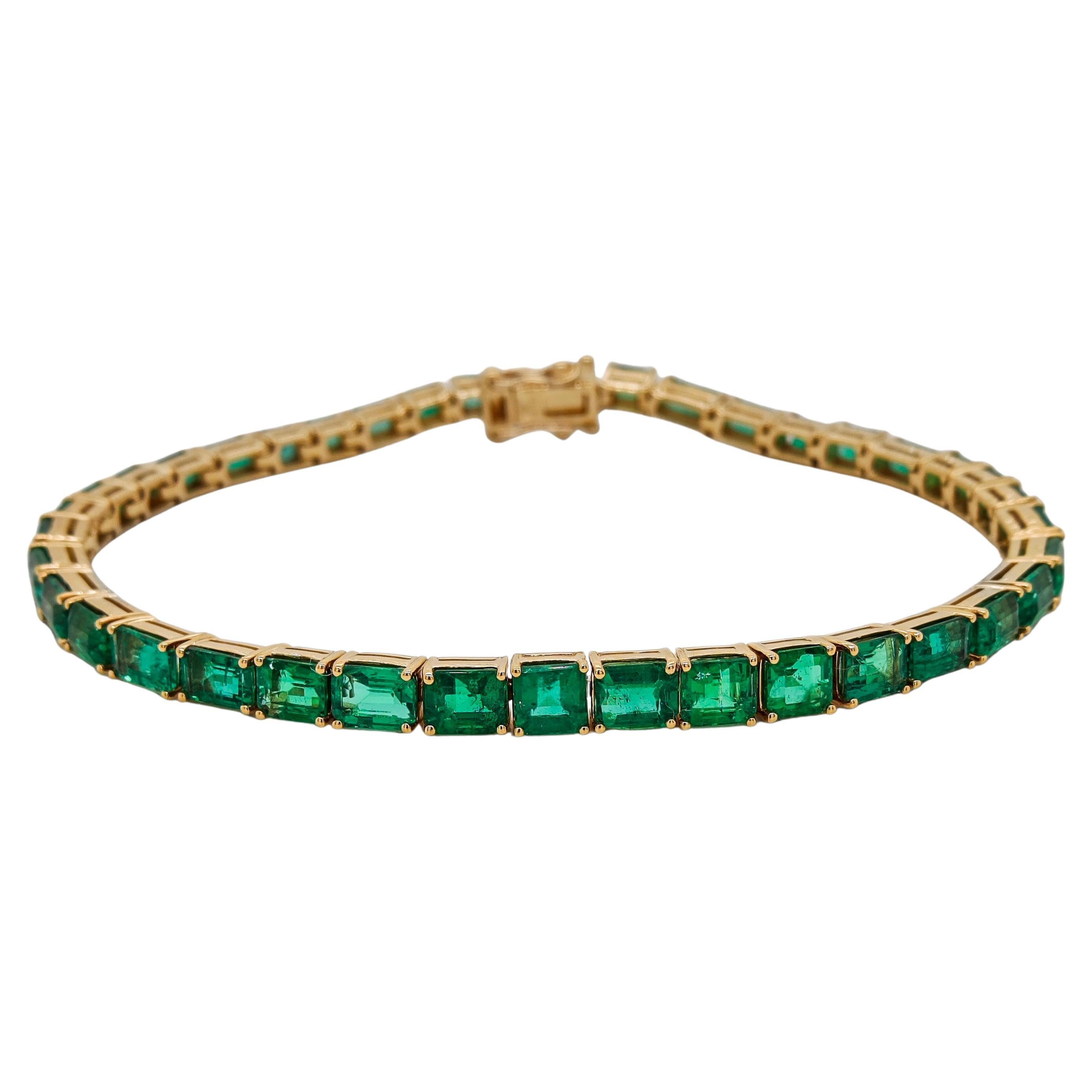Bracciale Tennis in oro giallo smeraldo da 8,62 carati
