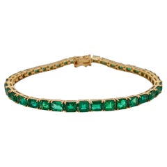 Pulsera de Tenis de Oro Amarillo Esmeralda de 8,62 Quilates