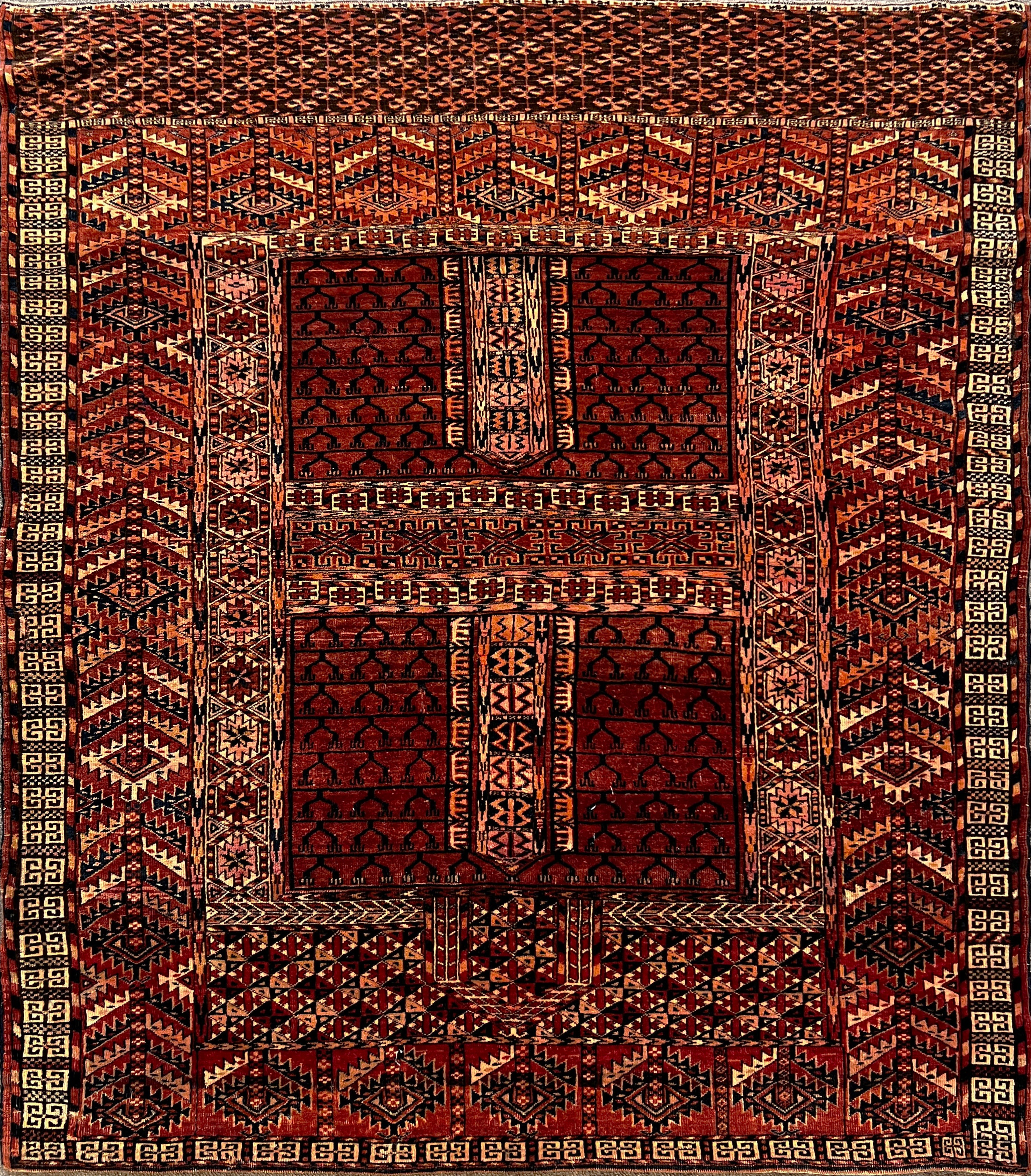 862 - Schöner antiker turkmenischer Hutchlou-Teppich