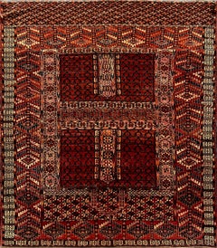 862 - Schöner antiker turkmenischer Hutchlou-Teppich