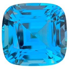 86.25 Carat Huge Faceted Sky Blue Topaz Cushion Shape Gemstone