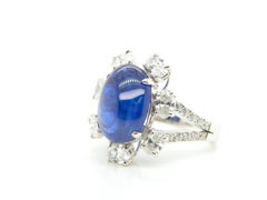 8.63 Karat GRS-zertifizierter Burma Ring mit unbehandeltem Saphir im Cabochon-Schliff und weißen Diamanten