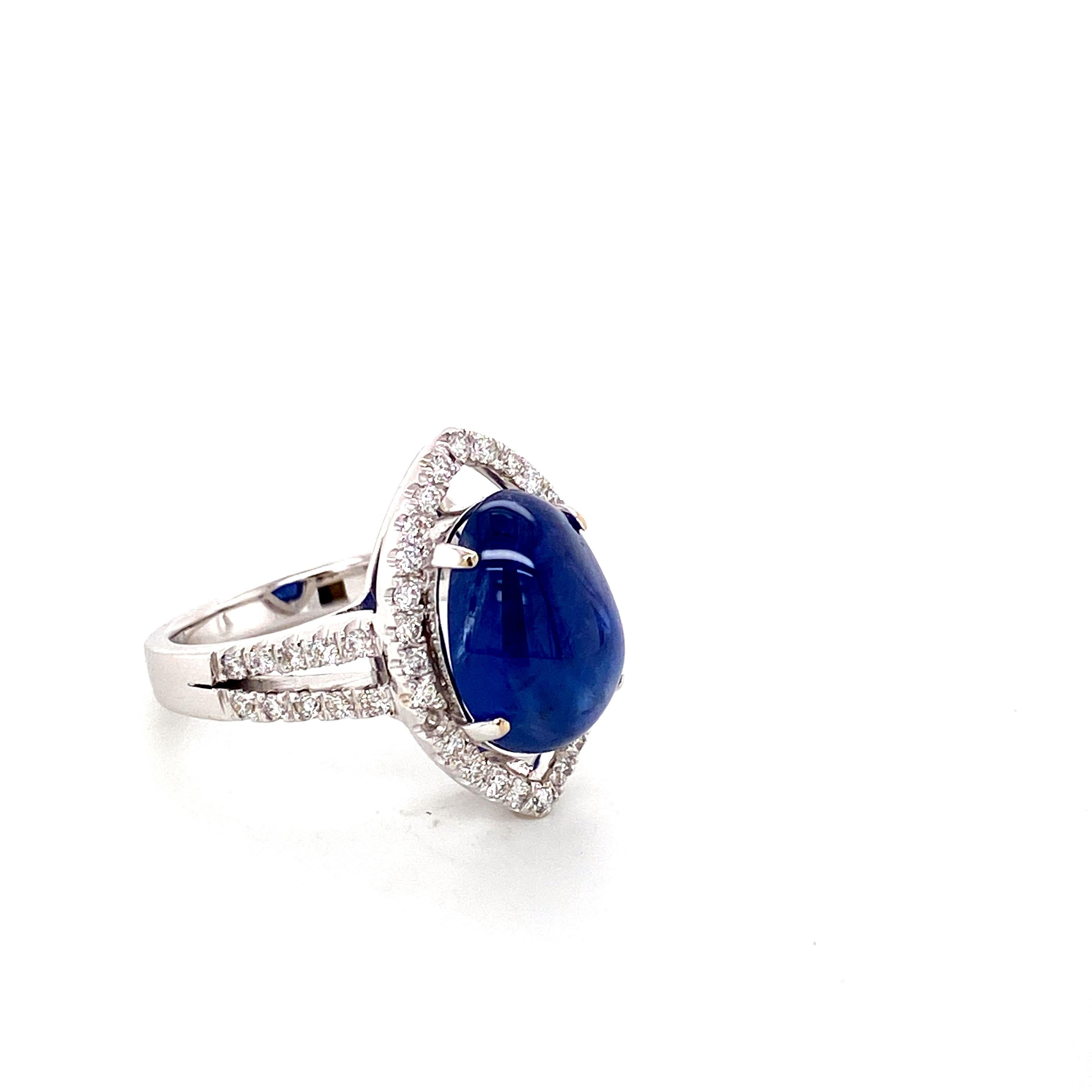 Contemporary 8.63 Carat GRS Certified Unheated Burmese Sapphire and Diamond Engagement Ring For Sale