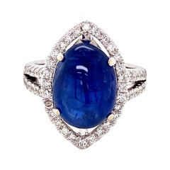 8.63 Carat GRS Certified Unheated Burmese Sapphire and Diamond Engagement Ring