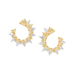 8.63 Carat Heart Shape Yellow Diamond Loop Earrings in 18K Gold