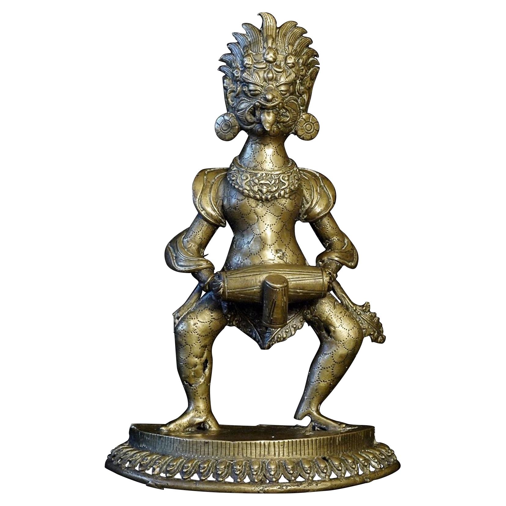 18th/19thC Nepalese Bronze or Brass Fierce Deity - 8630 For Sale
