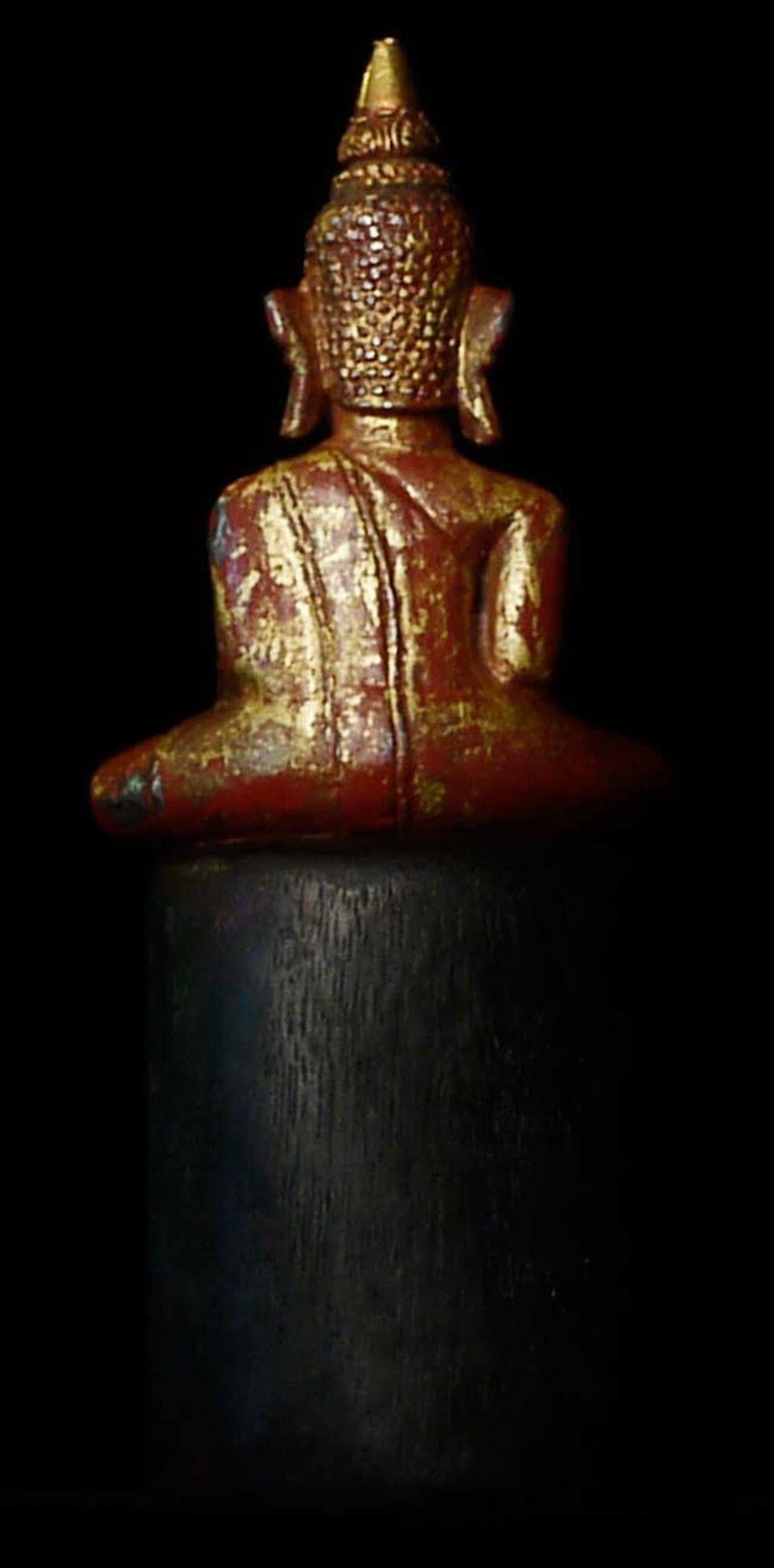 18th Century and Earlier 17thC Silver Cambodian Buddha with Pure Gold Finial-Sublime One of a Kind - 8631