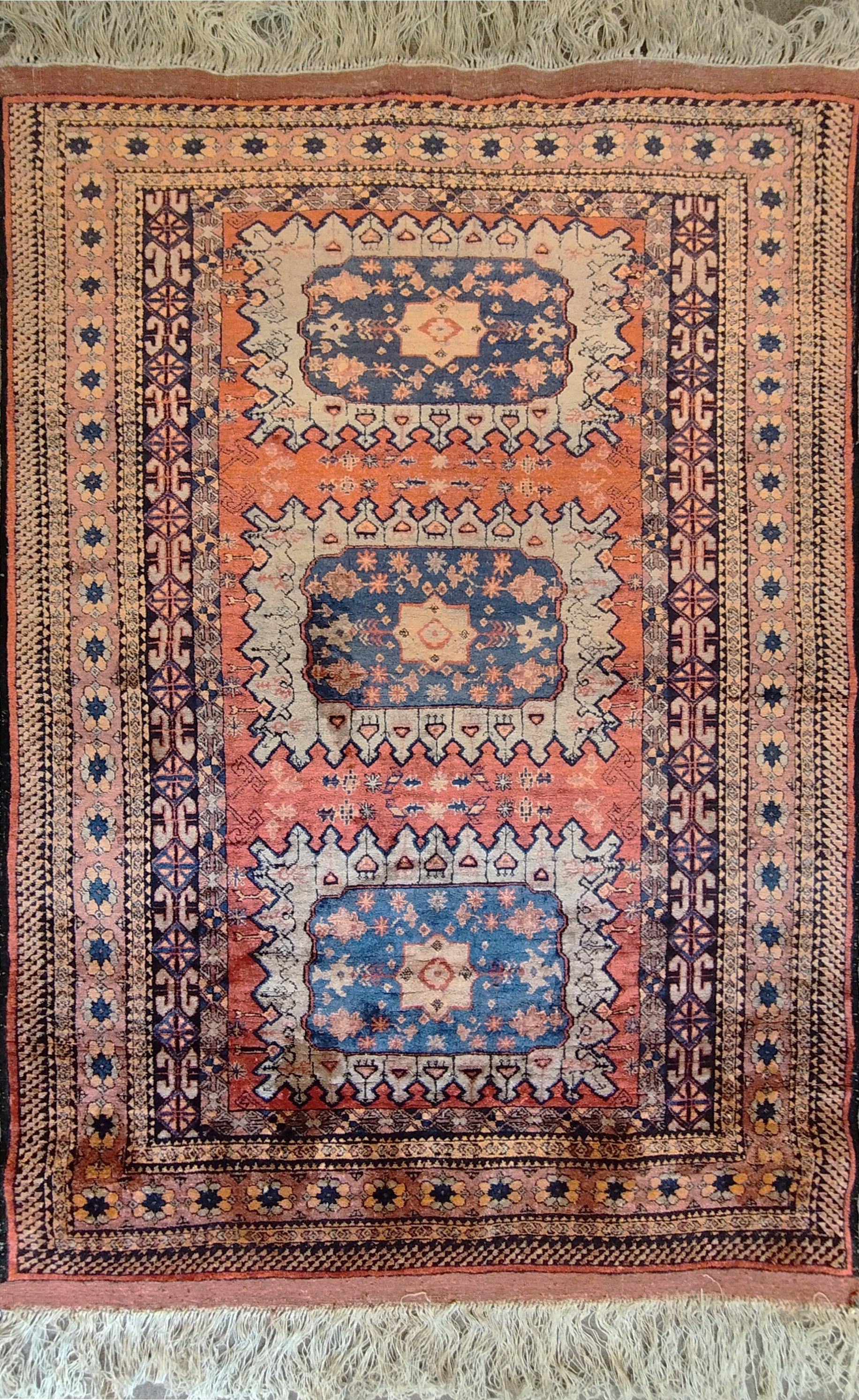 864 - Afghan Silk Rug, 20th Century For Sale