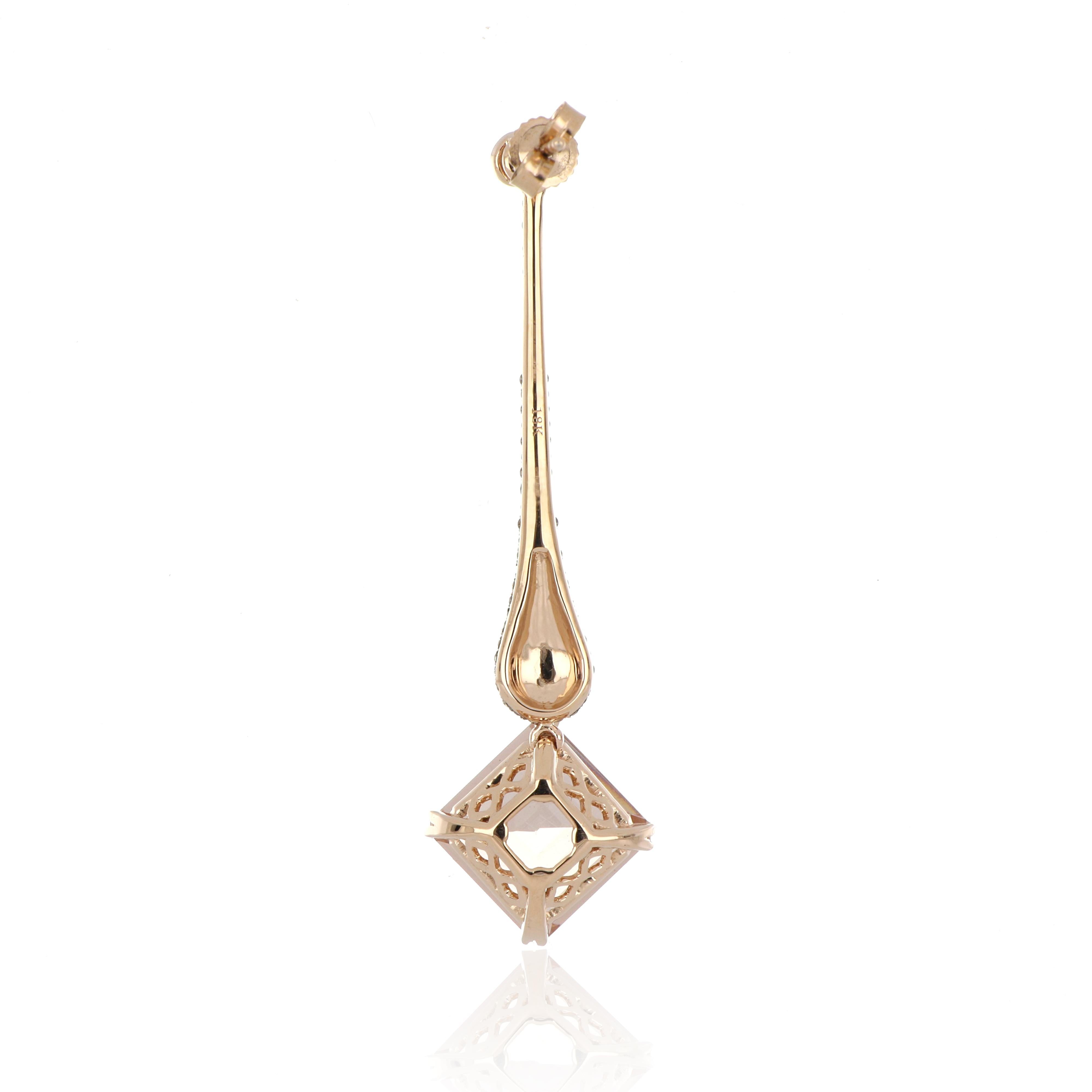 Donna Orecchino di Morganite e Acquamarina da 8,64 carati totali con diamanti in oro 18 carati in vendita