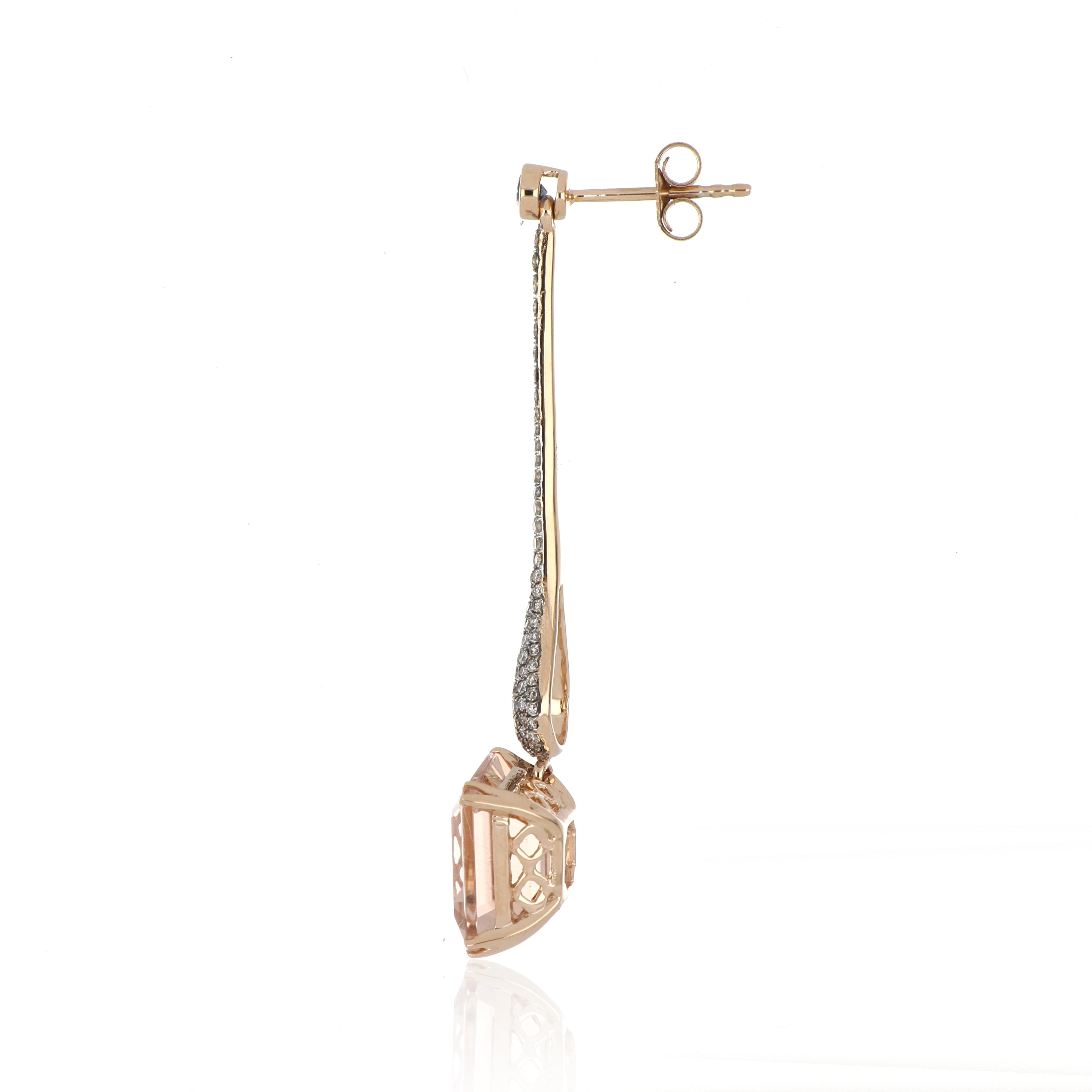 Orecchino di Morganite e Acquamarina da 8,64 carati totali con diamanti in oro 18 carati in vendita 1