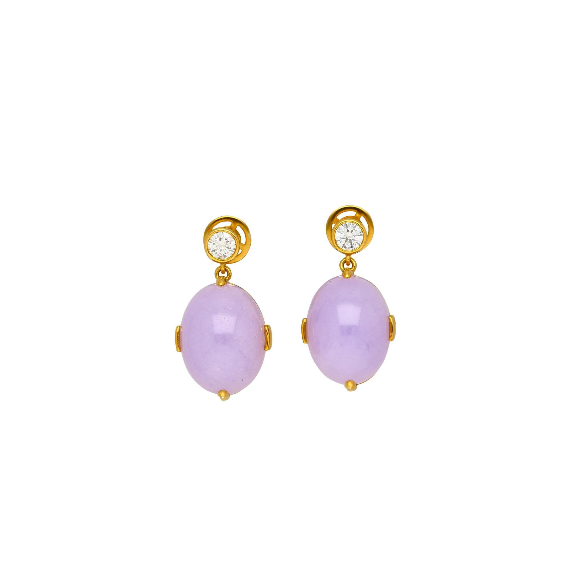 Set di collana e orecchini in oro con diamanti e giada viola da 86,44 carati in vendita 2