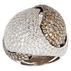 8,65 Karat Diamant 18 Karat Gold Bombe-Ring mit Diamanten