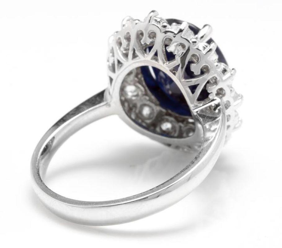 8.65 Carat Exquisite Natural Blue Sapphire and Diamond 14 Karat Solid White Gold In New Condition For Sale In Los Angeles, CA