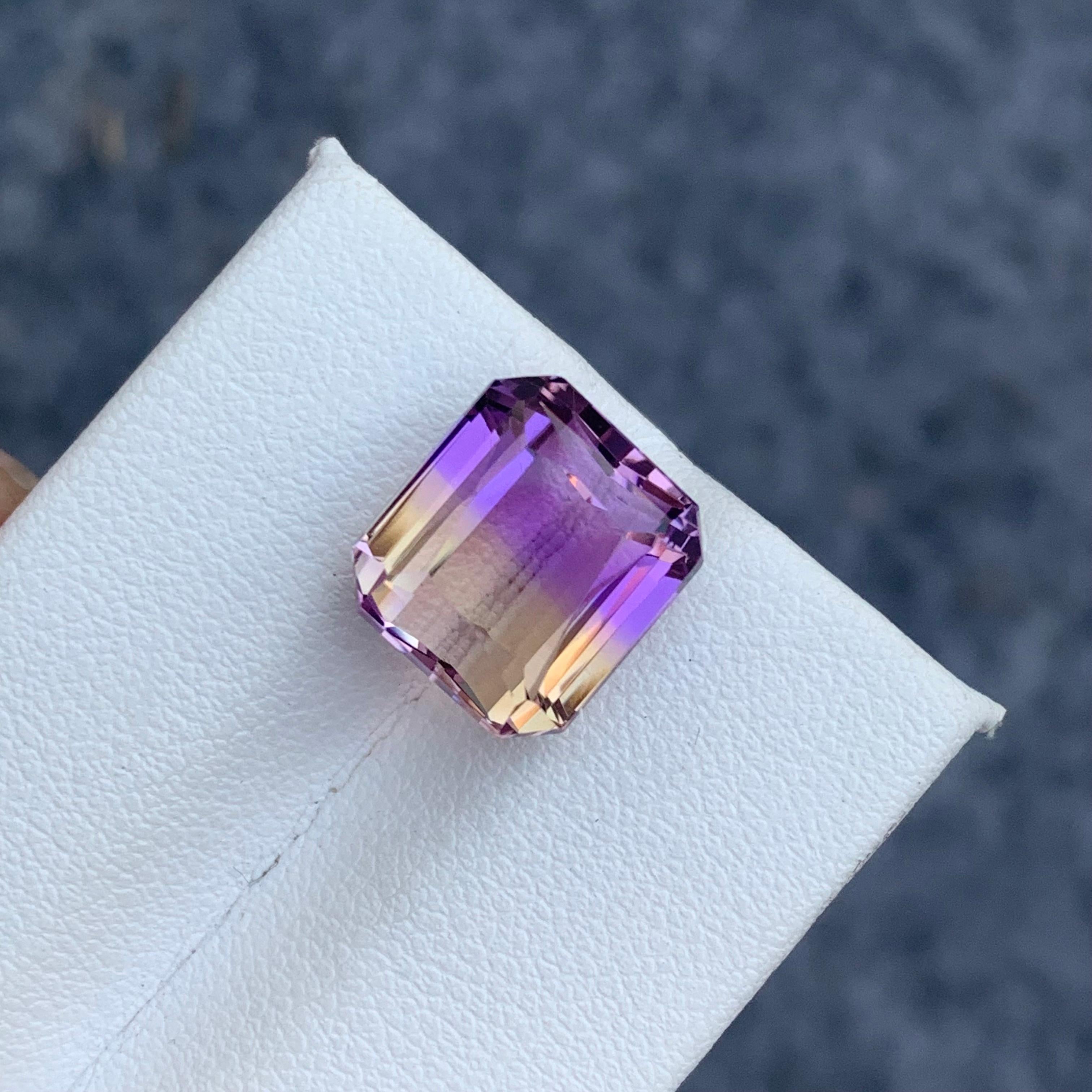 8.65 Carat Natural Loose Ametrine from Brazil Purple Yellow Color 3