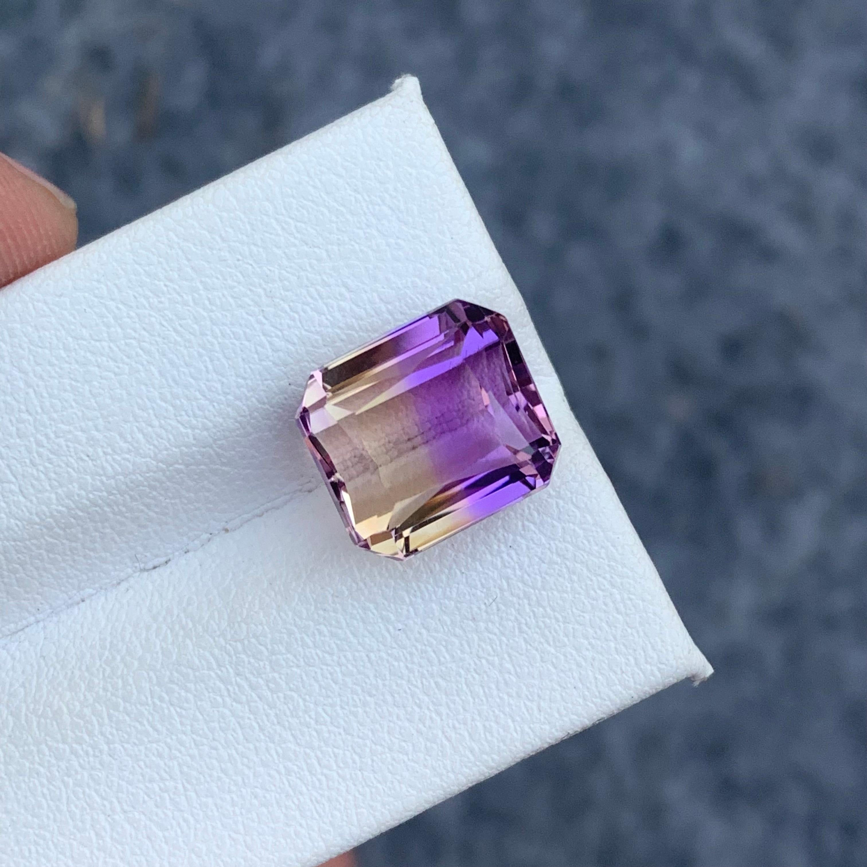 8.65 Carat Natural Loose Ametrine from Brazil Purple Yellow Color 6