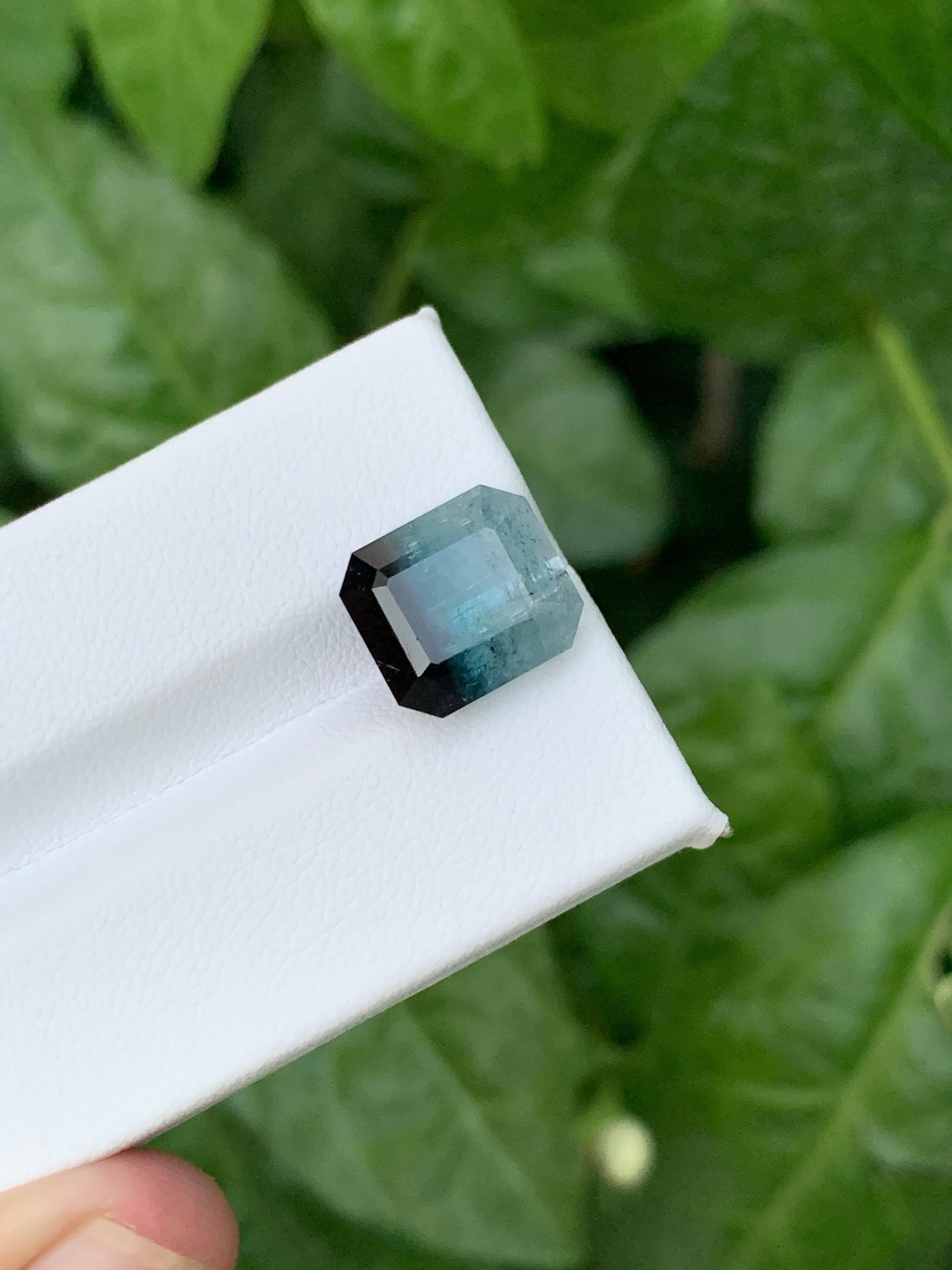 8.65 Carat Natural Loose Bicolor Tourmaline Emerald Cut Afghan Gemstone (pierre précieuse afghane) en vente 3