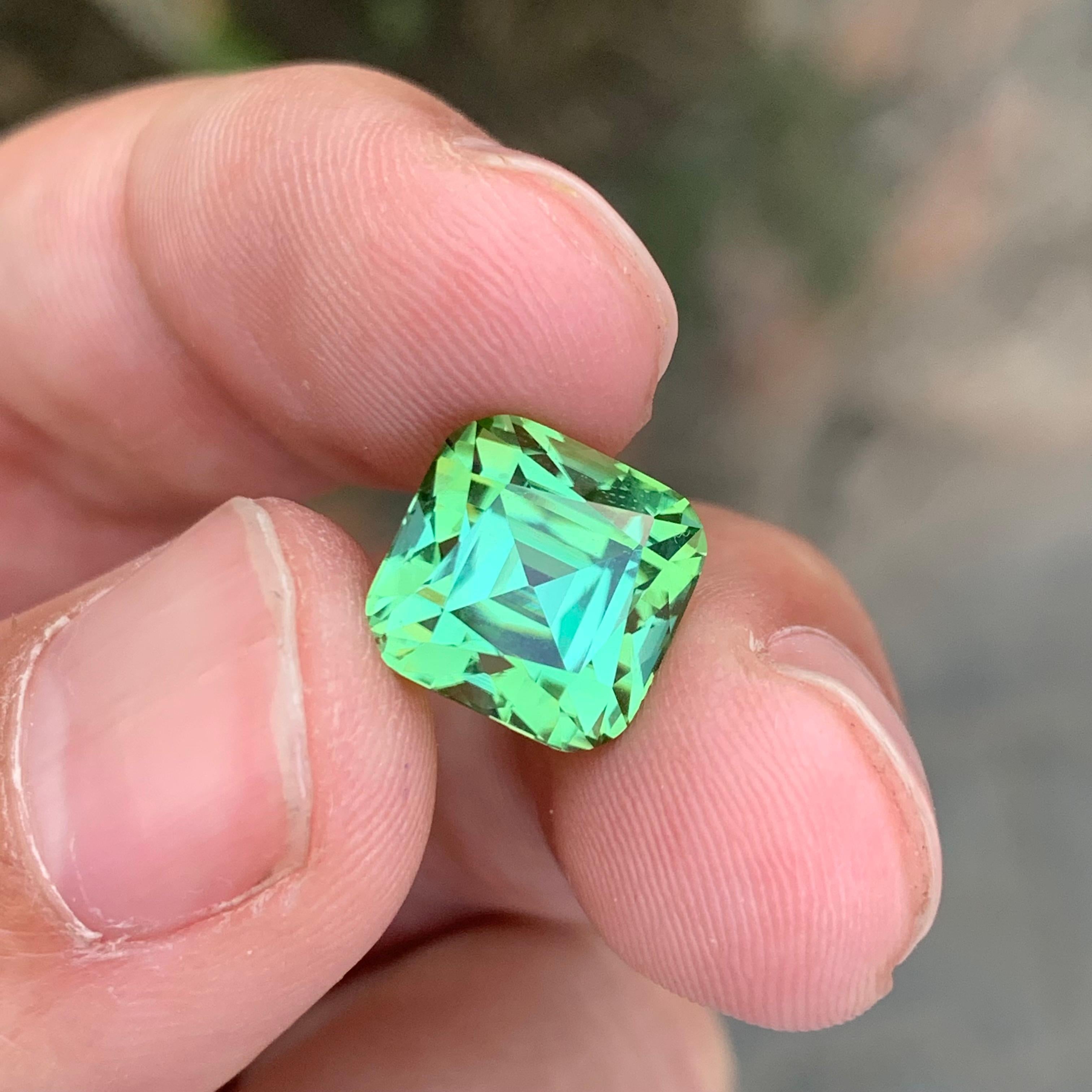 8.65 Karat Natürlicher loser bläulich-grüner Turmalin Kissenform Edelstein im Angebot 5
