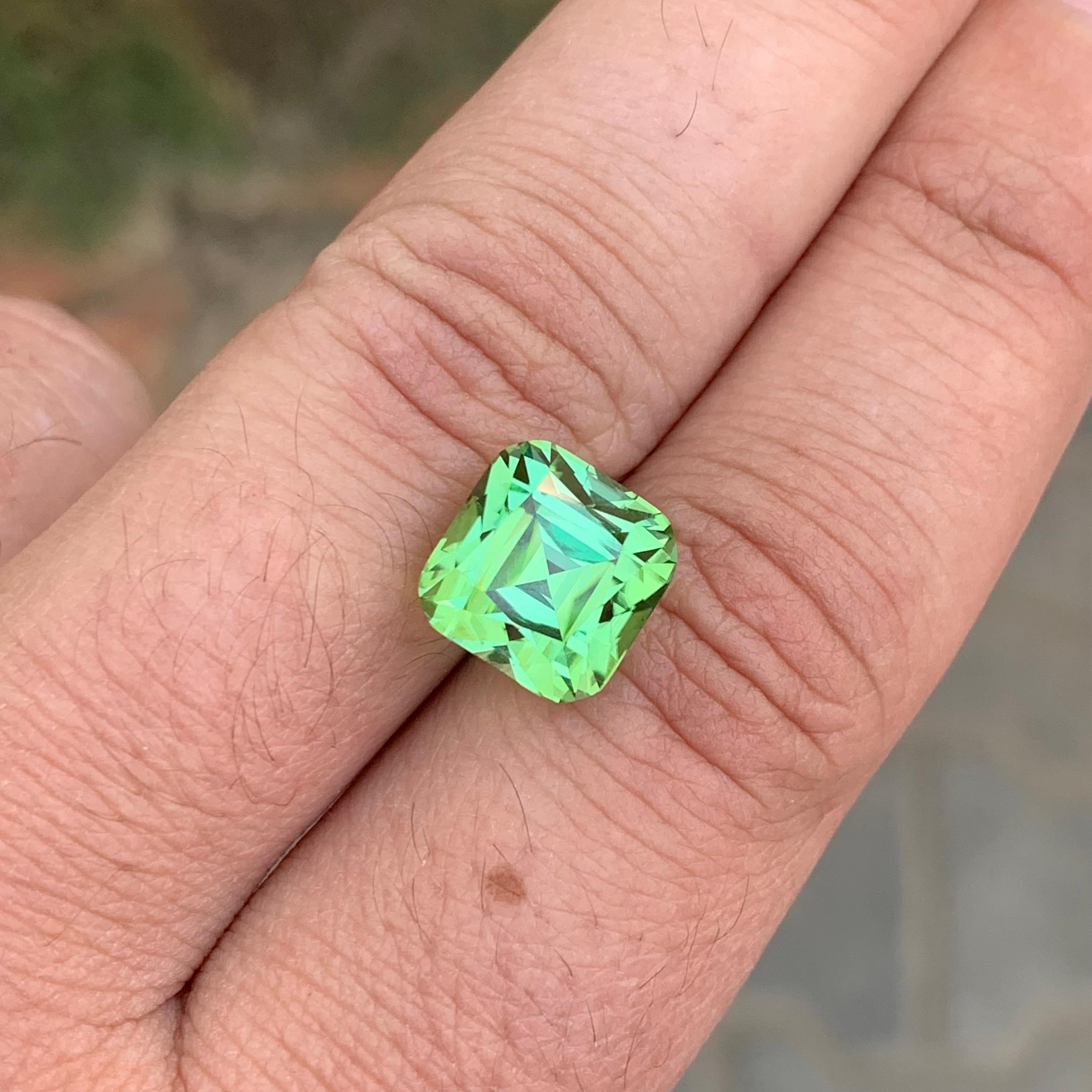 8.65 Karat Natürlicher loser bläulich-grüner Turmalin Kissenform Edelstein im Angebot 2