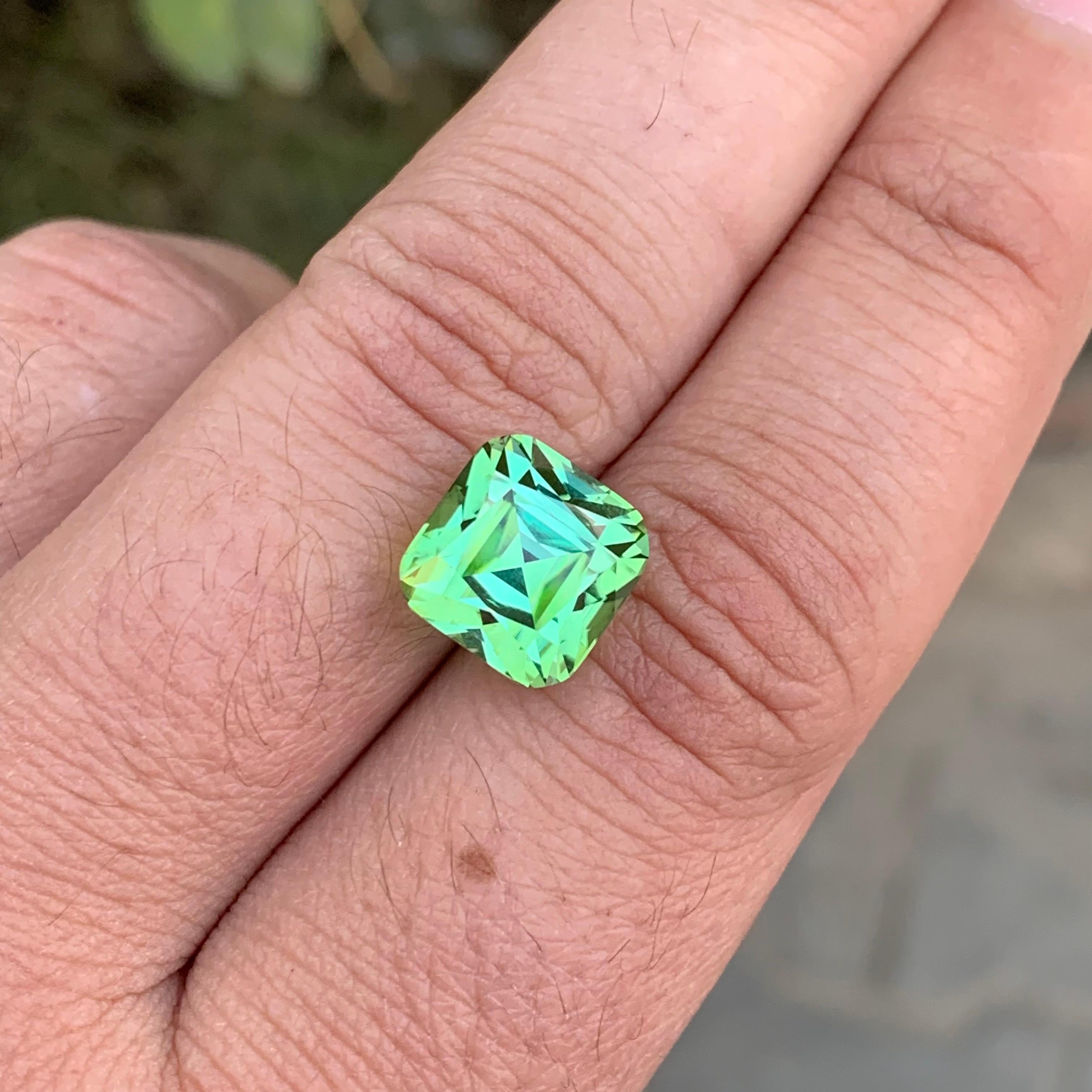 8.65 Karat Natürlicher loser bläulich-grüner Turmalin Kissenform Edelstein im Angebot 3