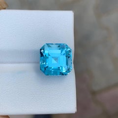 8,65 Carati Nature sciolti colore cielo Topazio Pietra africana taglio Asscher